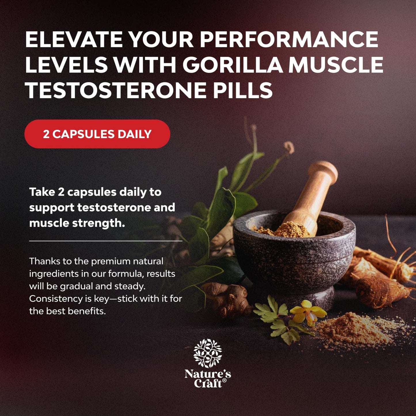Natures Craft Extra Strength Testosterone Booster for Men Capsules, 60 Count