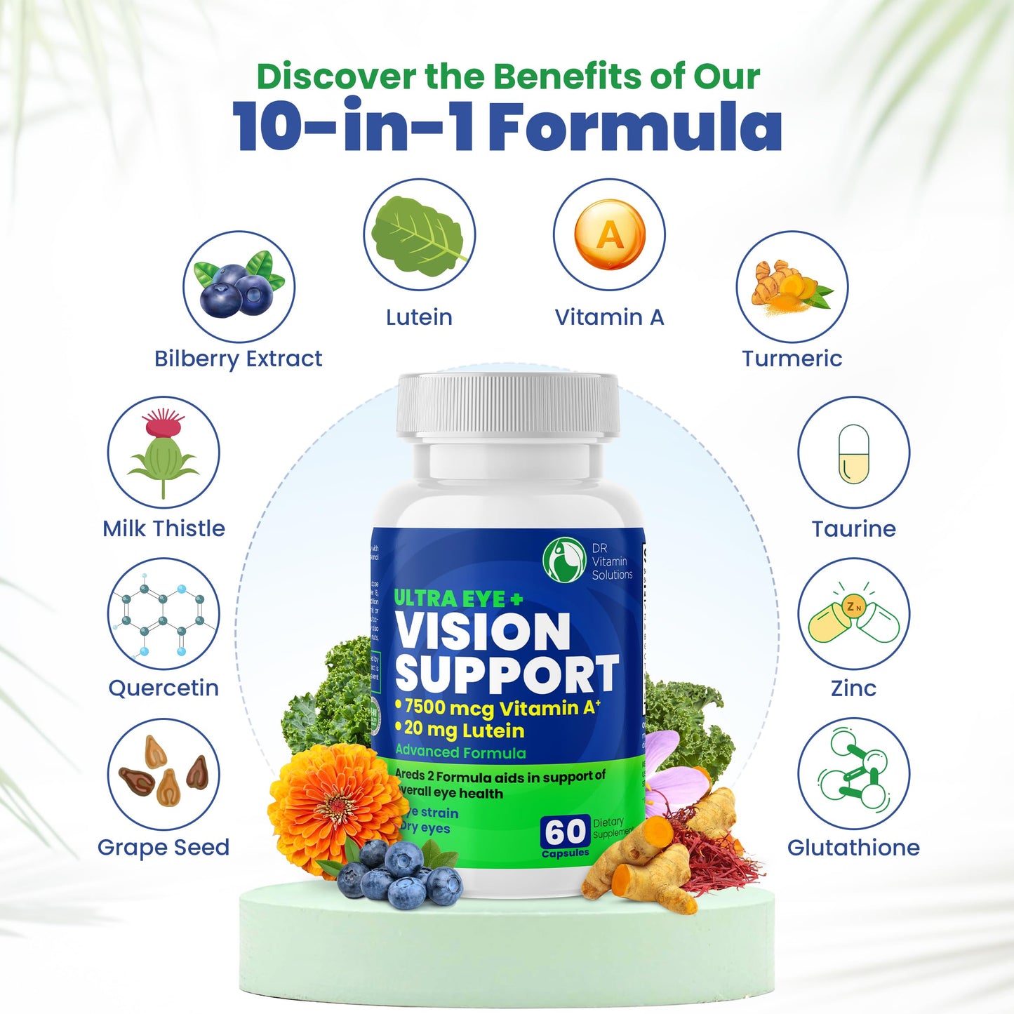 DR VITAMIN SOLUTIONS AREDS 2 Eye Vitamins Lutein and Zeaxanthin for Macular Health Bilberry Capsule 60