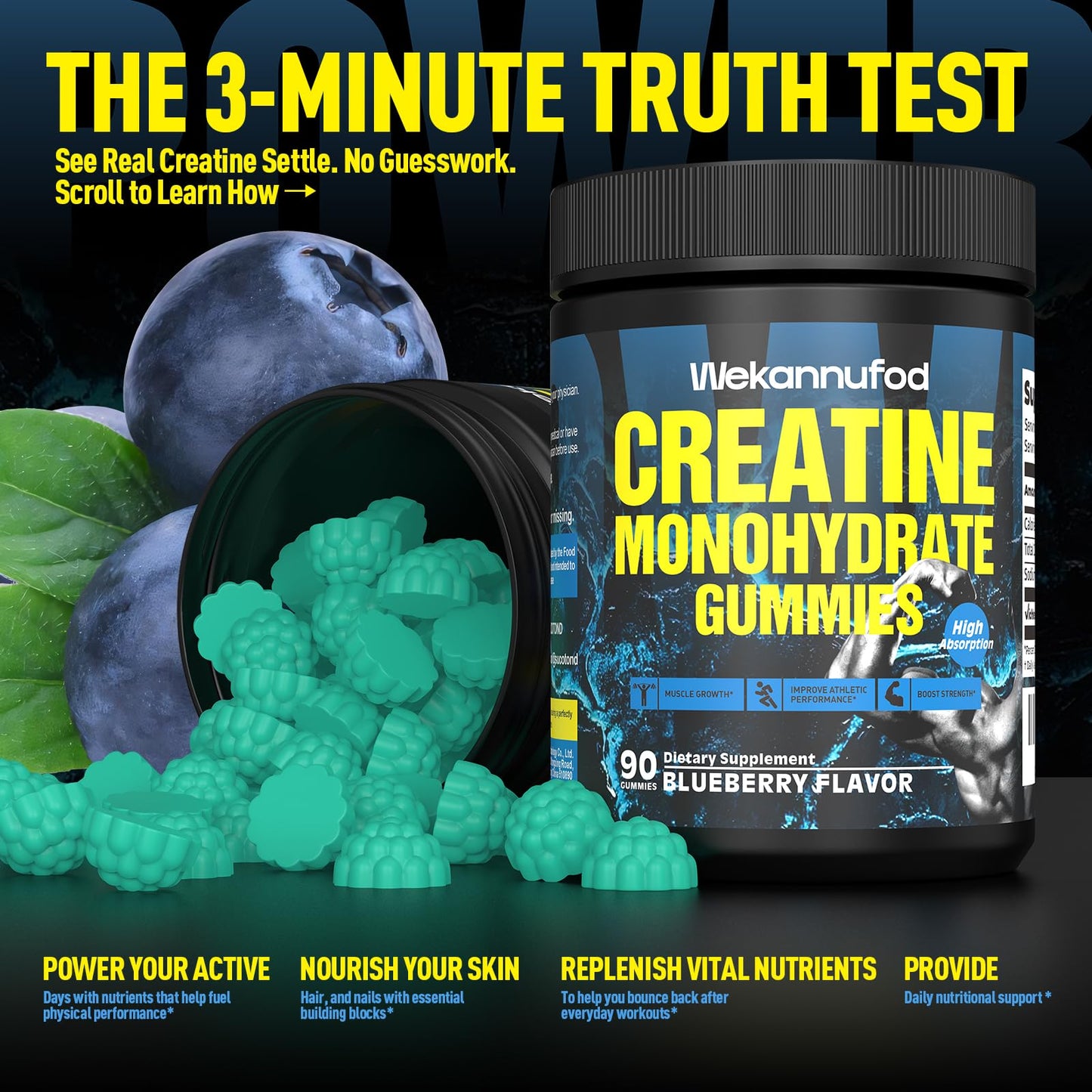 Wekannufod Creatine Monohydrate Gummies 90 ct