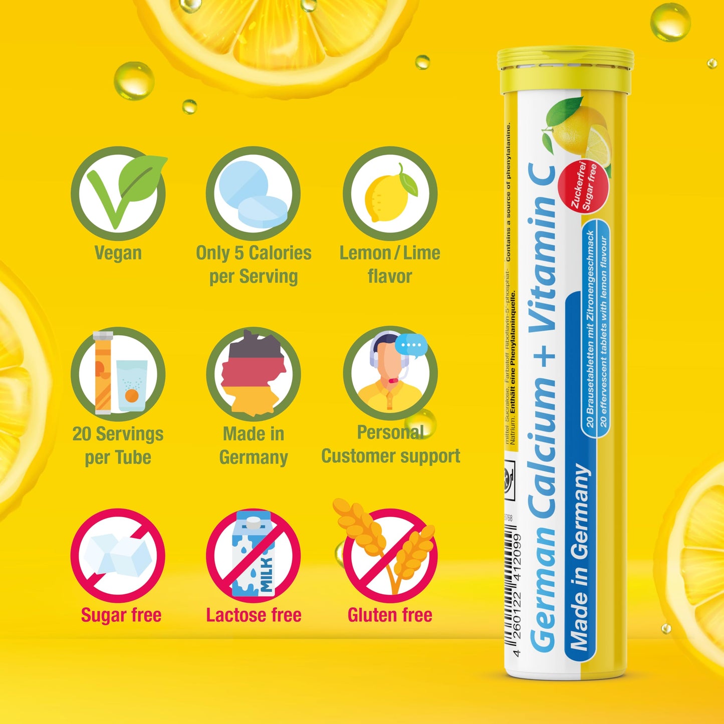 T&D German Calcium + VIT. C Tablets 100