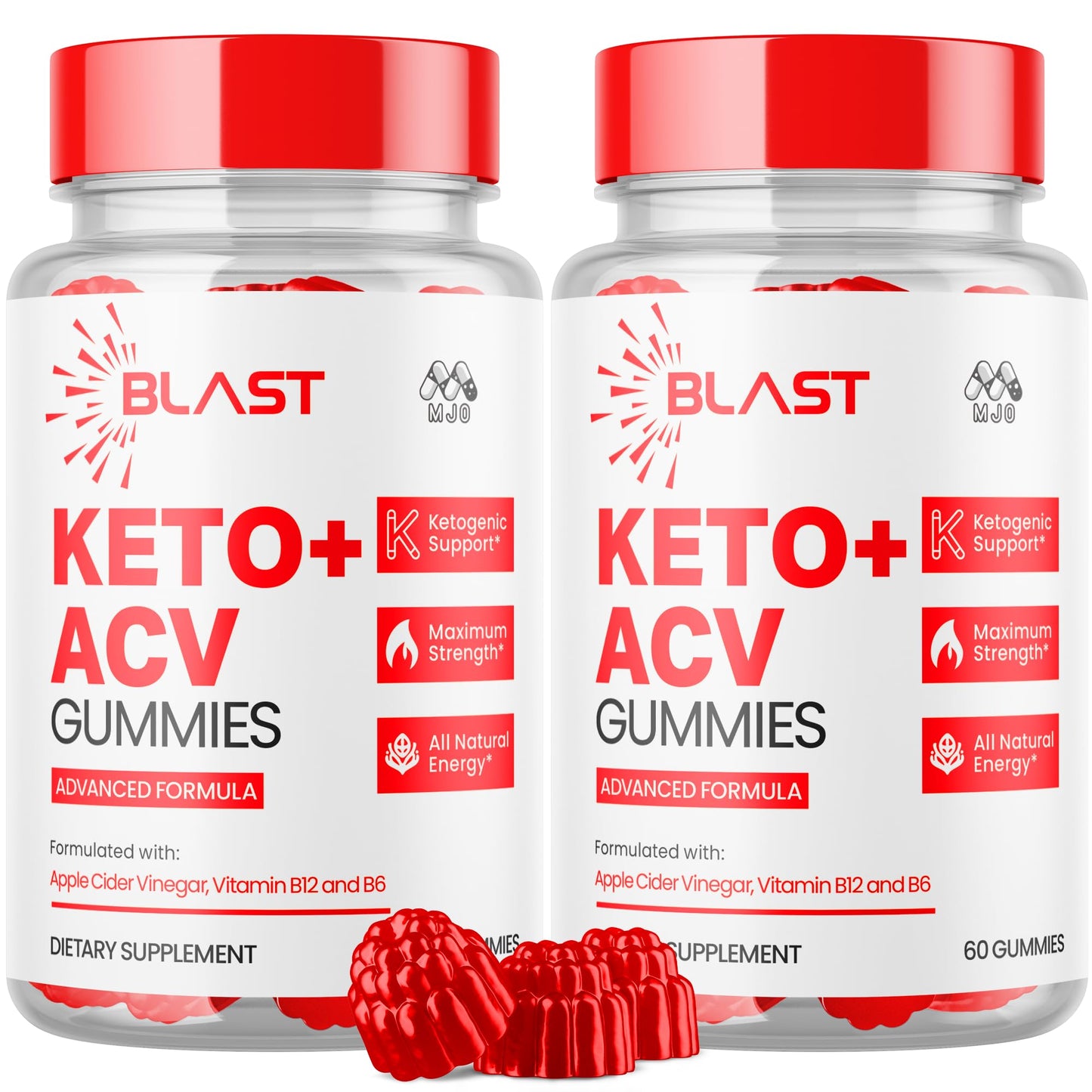 MJO Blast Keto ACV Gummies 1000mg Chewable Vitamin Supplement With Vitamin B12, 120 Gummies