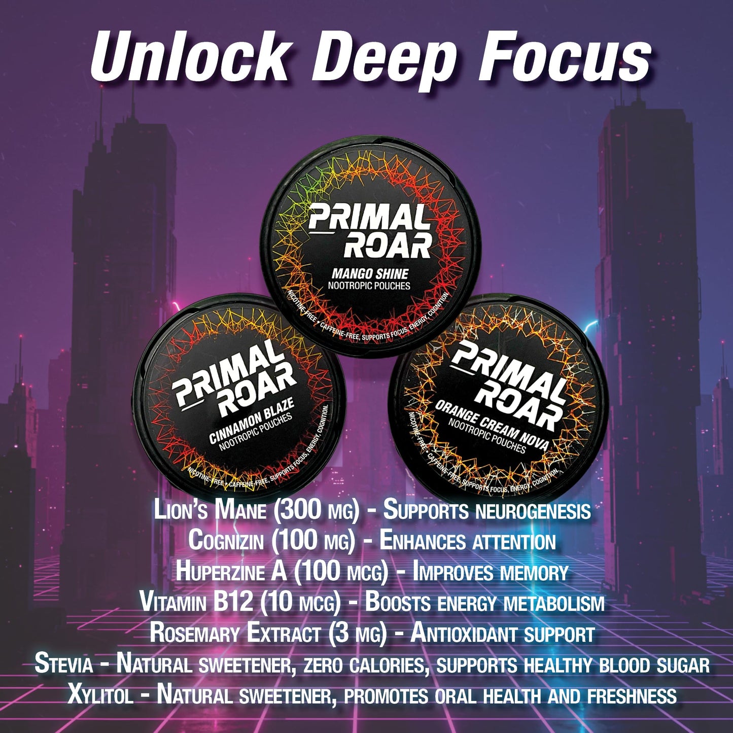 Primal Prelude Mango Mushroom Nootropic with Lion's Mane, 100 Tablets