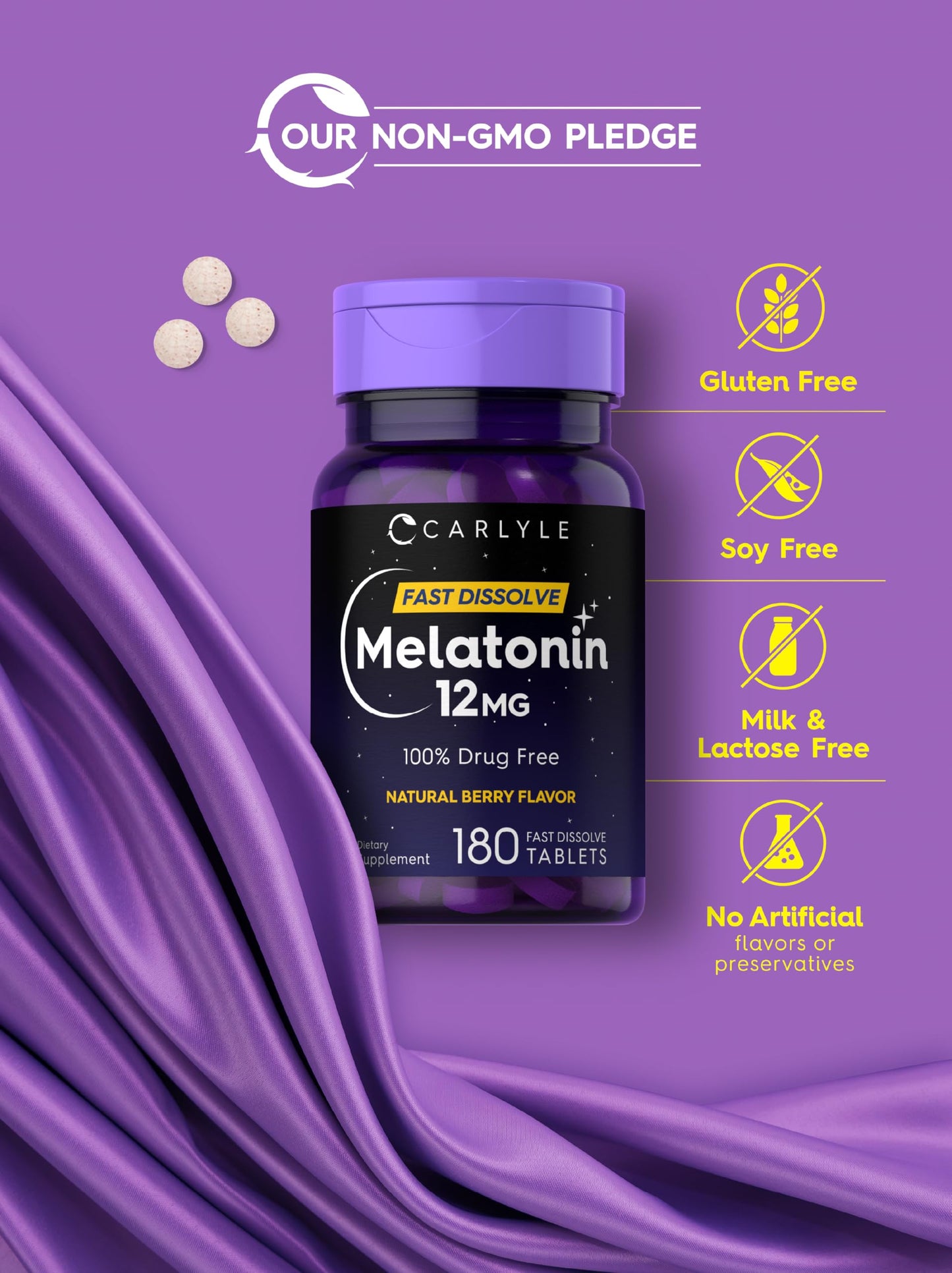 Carlyle Melatonin 12 mg Fast Dissolve Tablets, 180 Count
