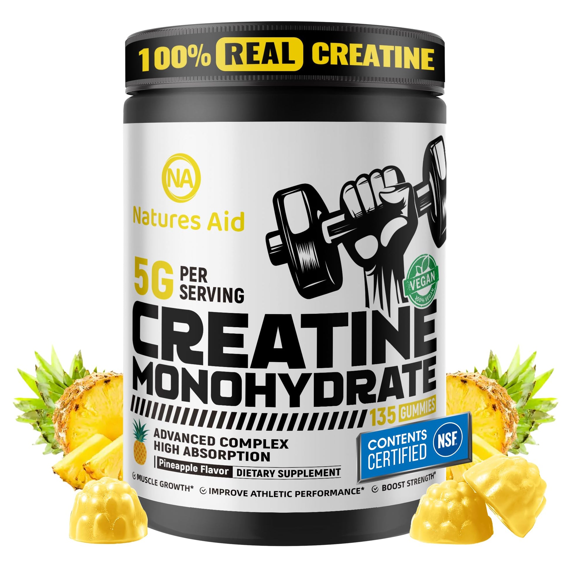 Natures Aid Creatine Monohydrate Gummies 135 Count