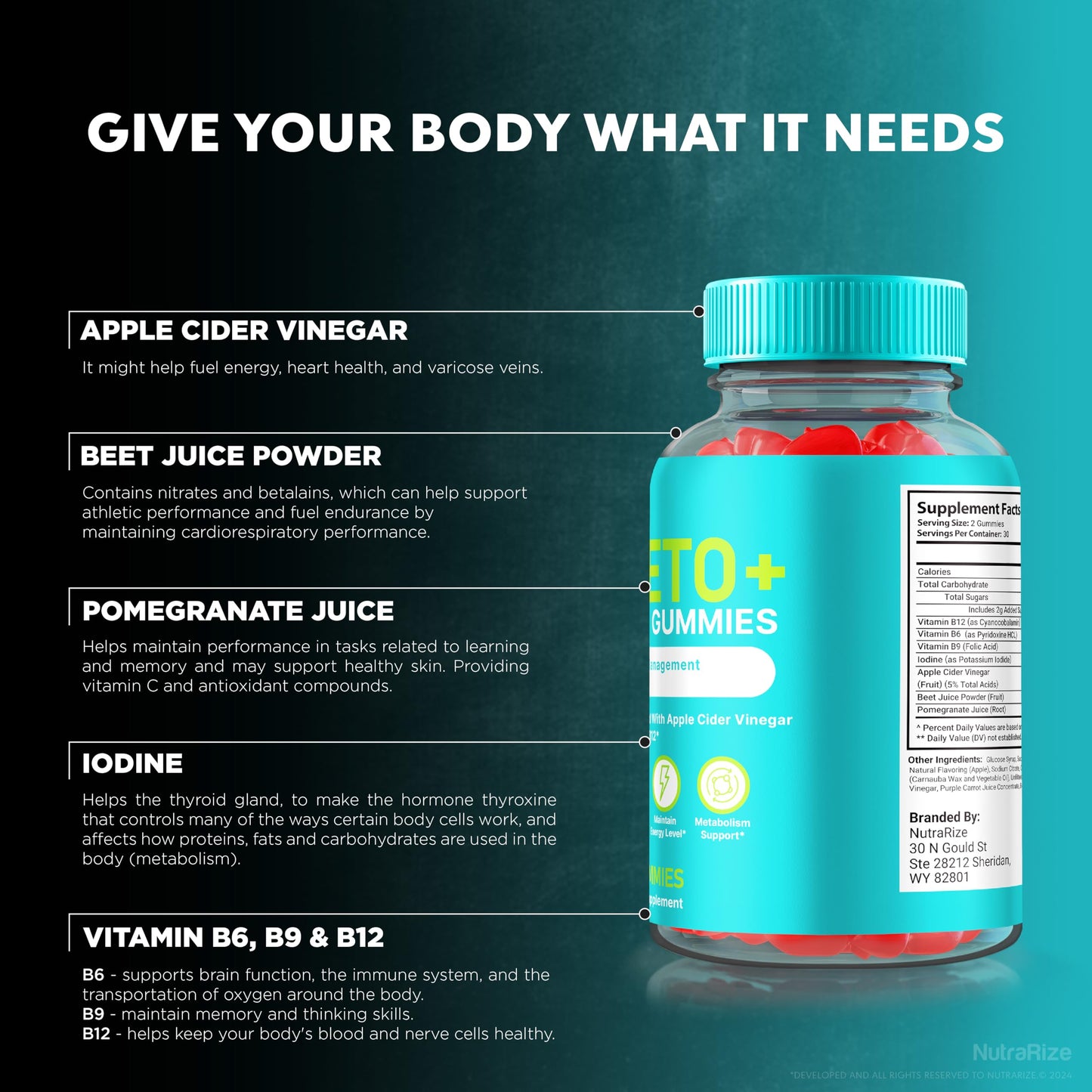 NutraRize Leaf Keto ACV Gummies 180 Gummies