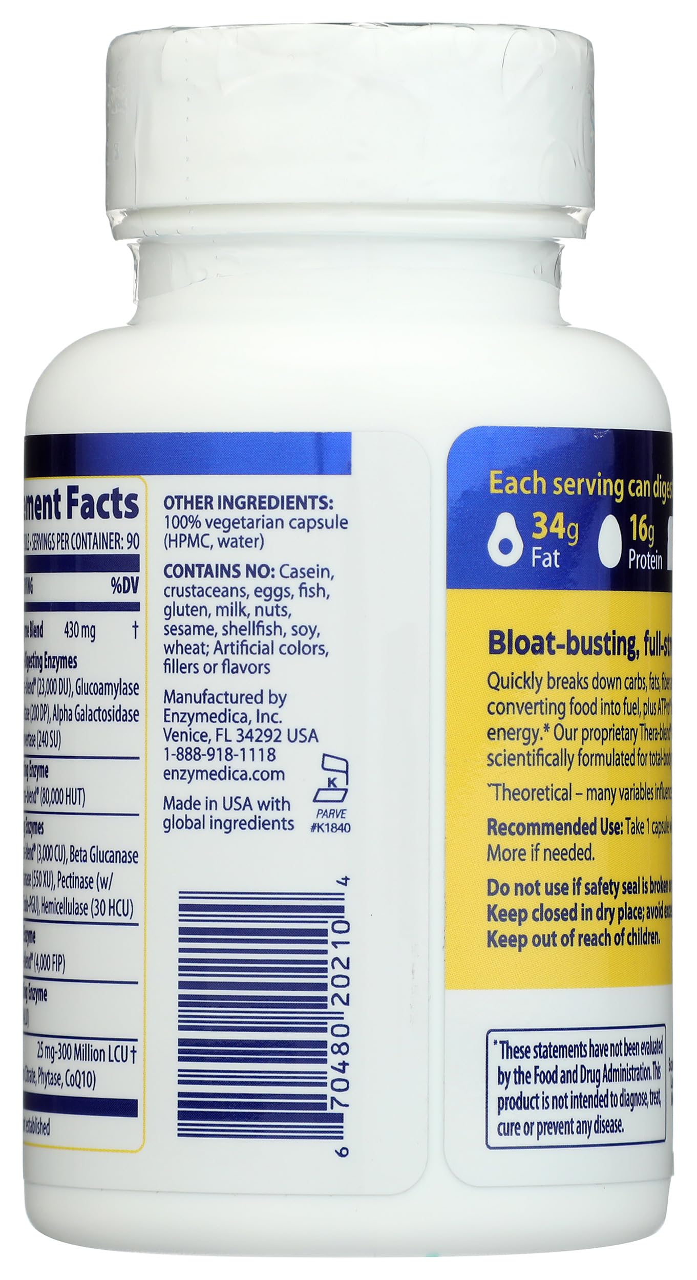 Enzymedica Digest Gold + ATPro Maximum Strength Digestive Enzymes Capsule 90 Count