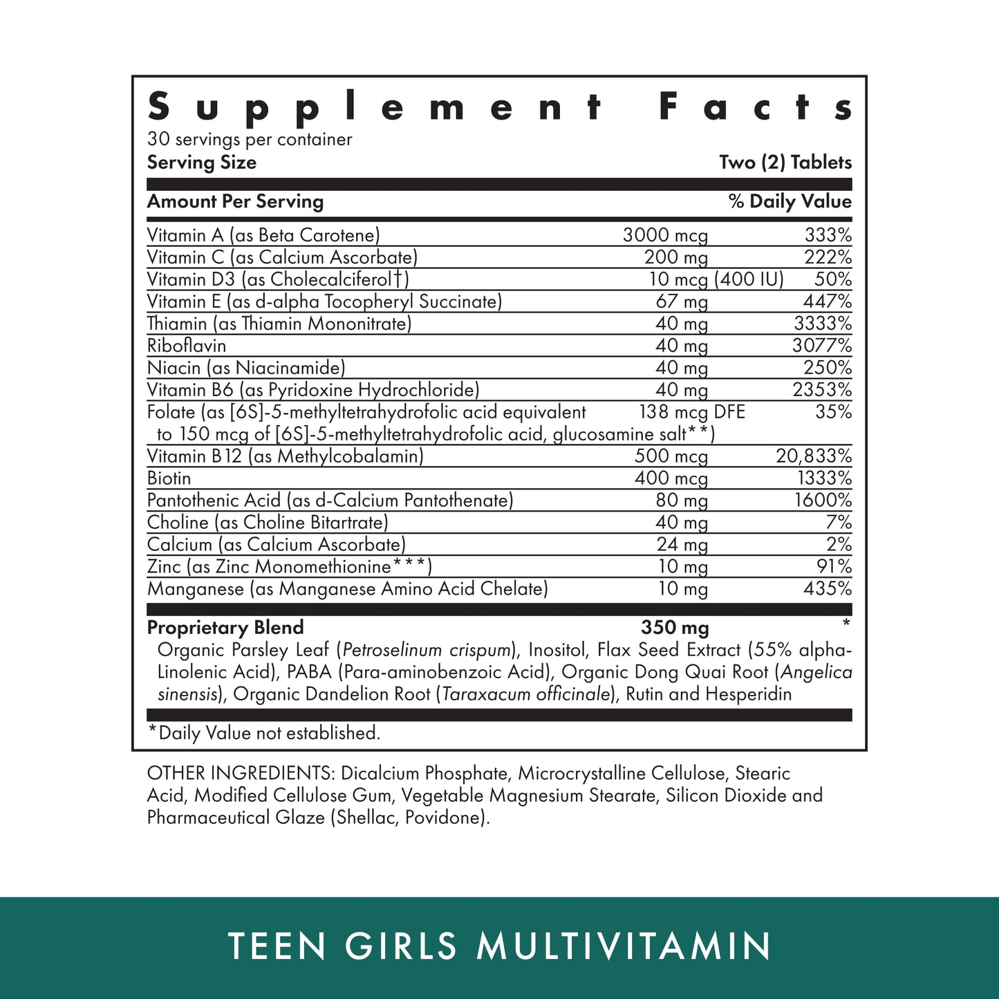 Michael's Health Naturopathic Programs Teen Girls Multivitamin 60 Tablets