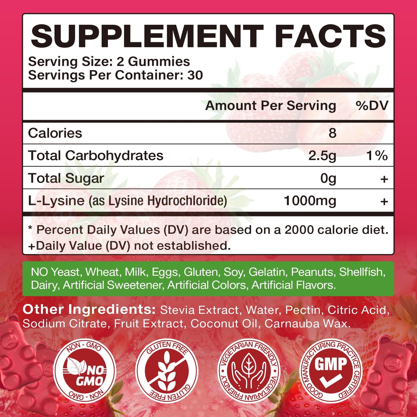 Yikecao L-Lysine 1000mg Gummies, 60 Count