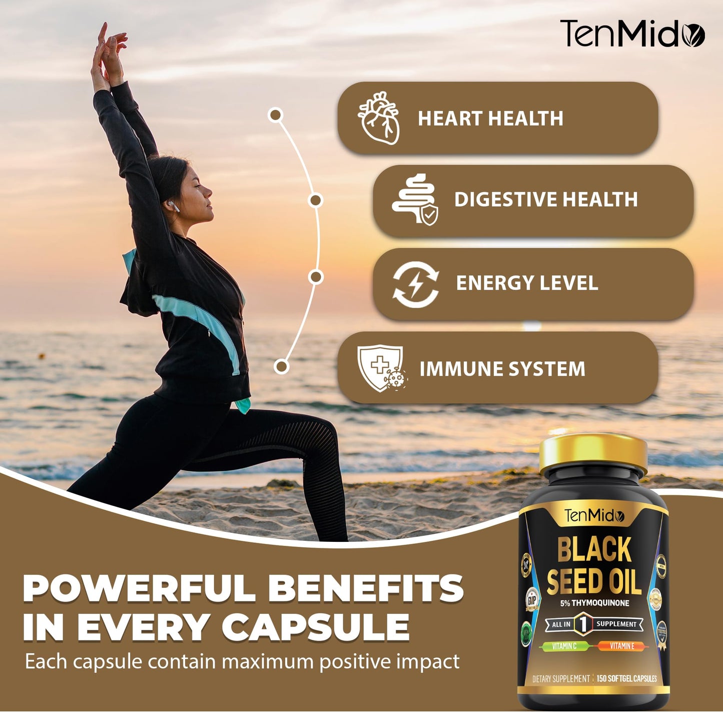 Tenmido Black Seed Oil Softgels 150 Count