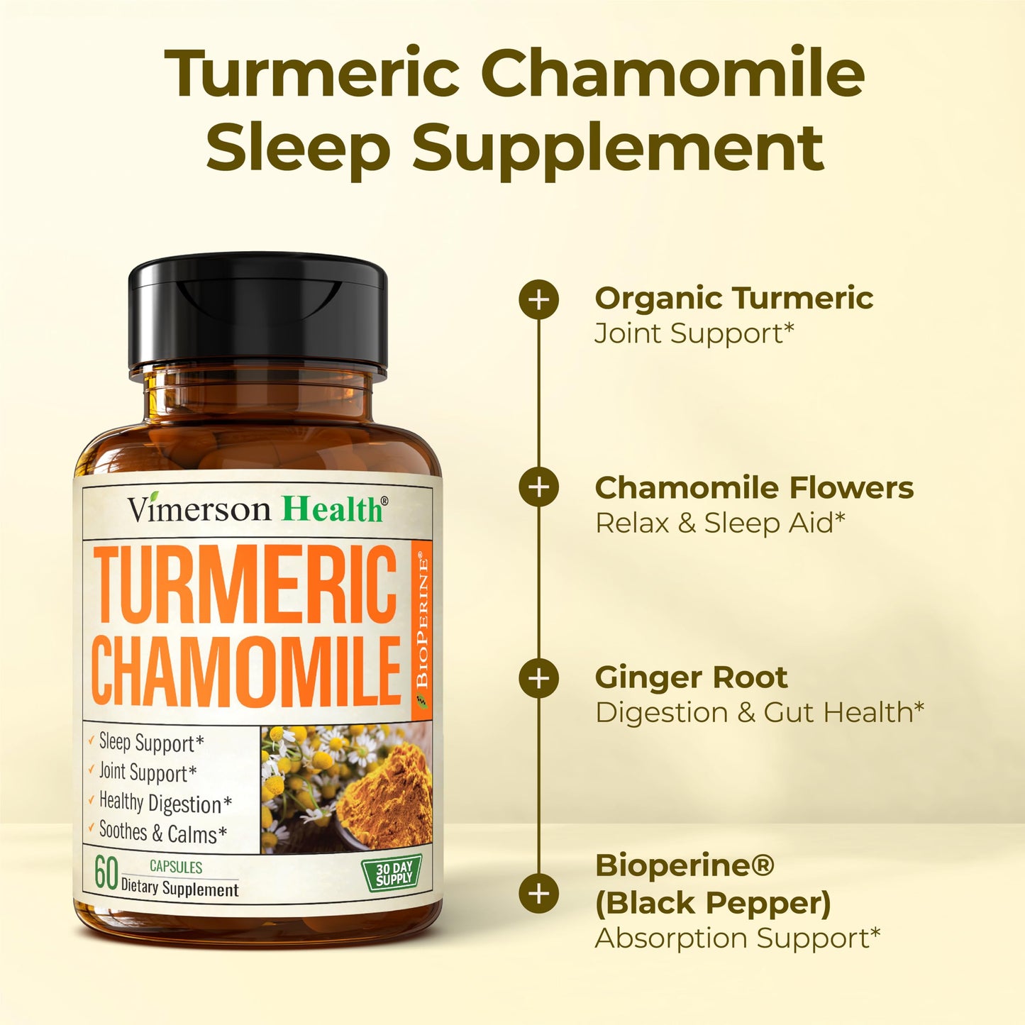 Vimerson Health Turmeric & Chamomile Sleep Capsules, 60 Count