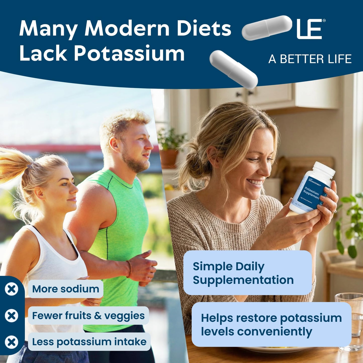 Life Enhancement High Potency 1020 mg Potassium Supplement, Capsules, 240 Count