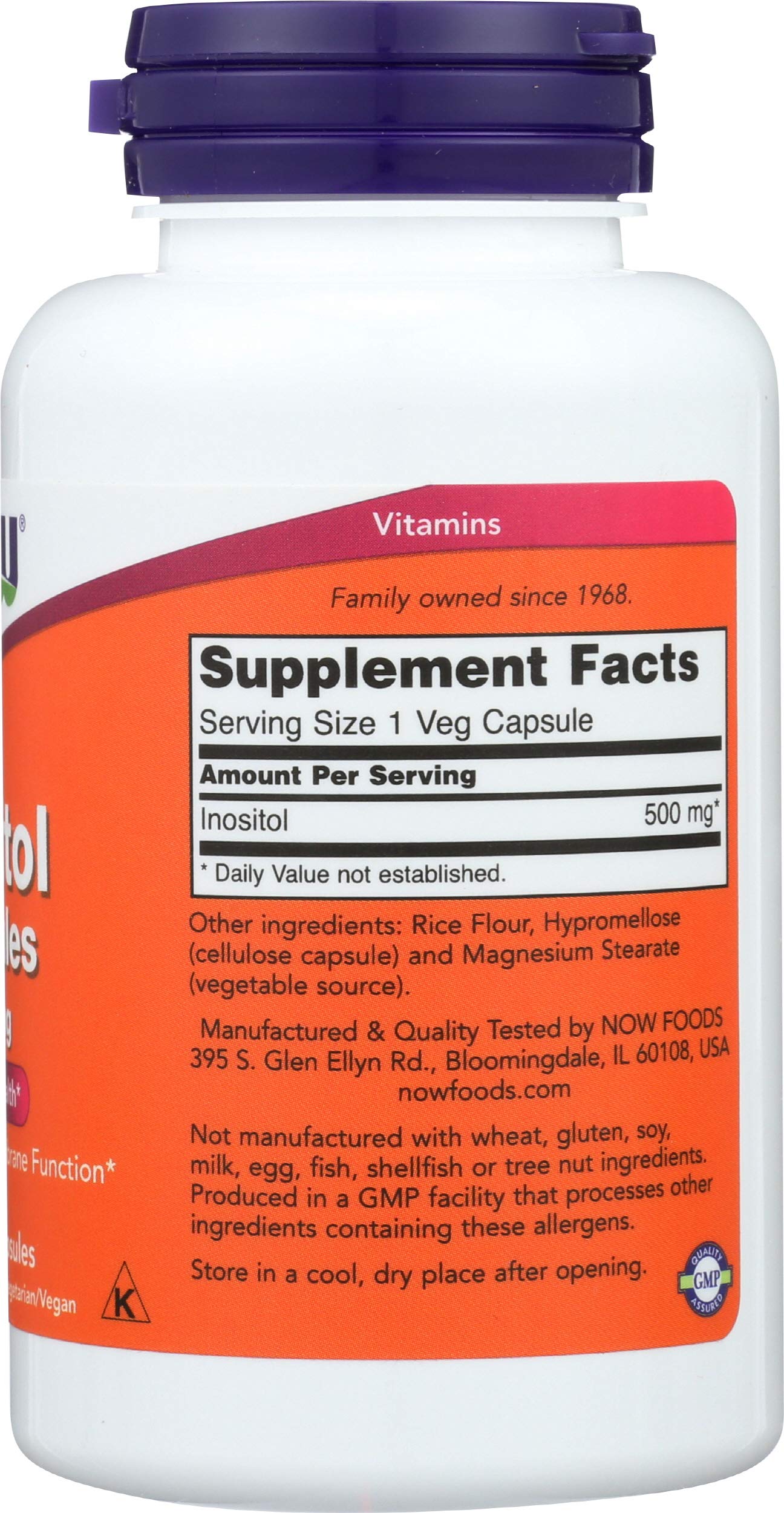 NOW Foods Inositol 500mg Capsule, 100 Capsules