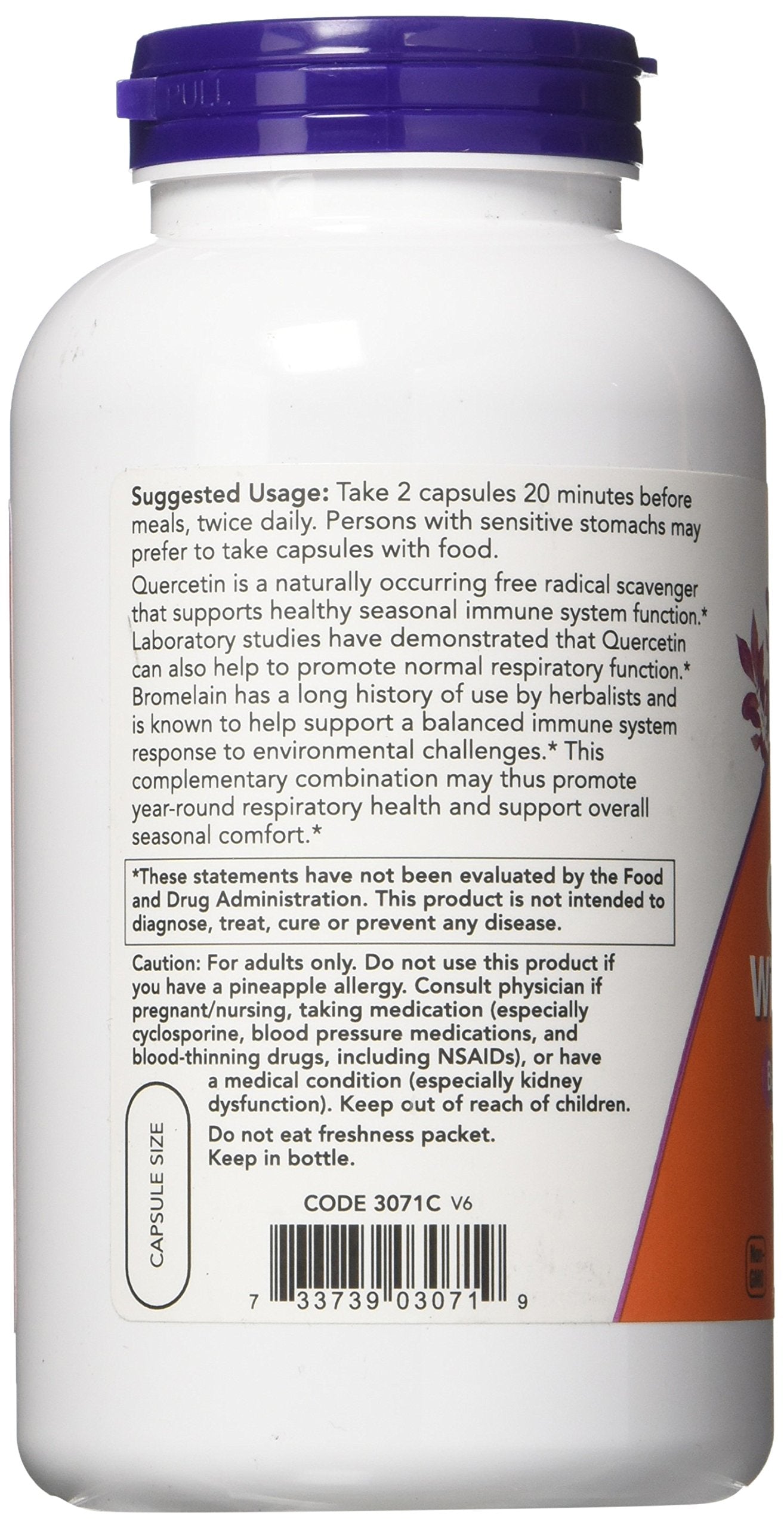 NOW Foods Quercetin with Bromelain 240 Capsules