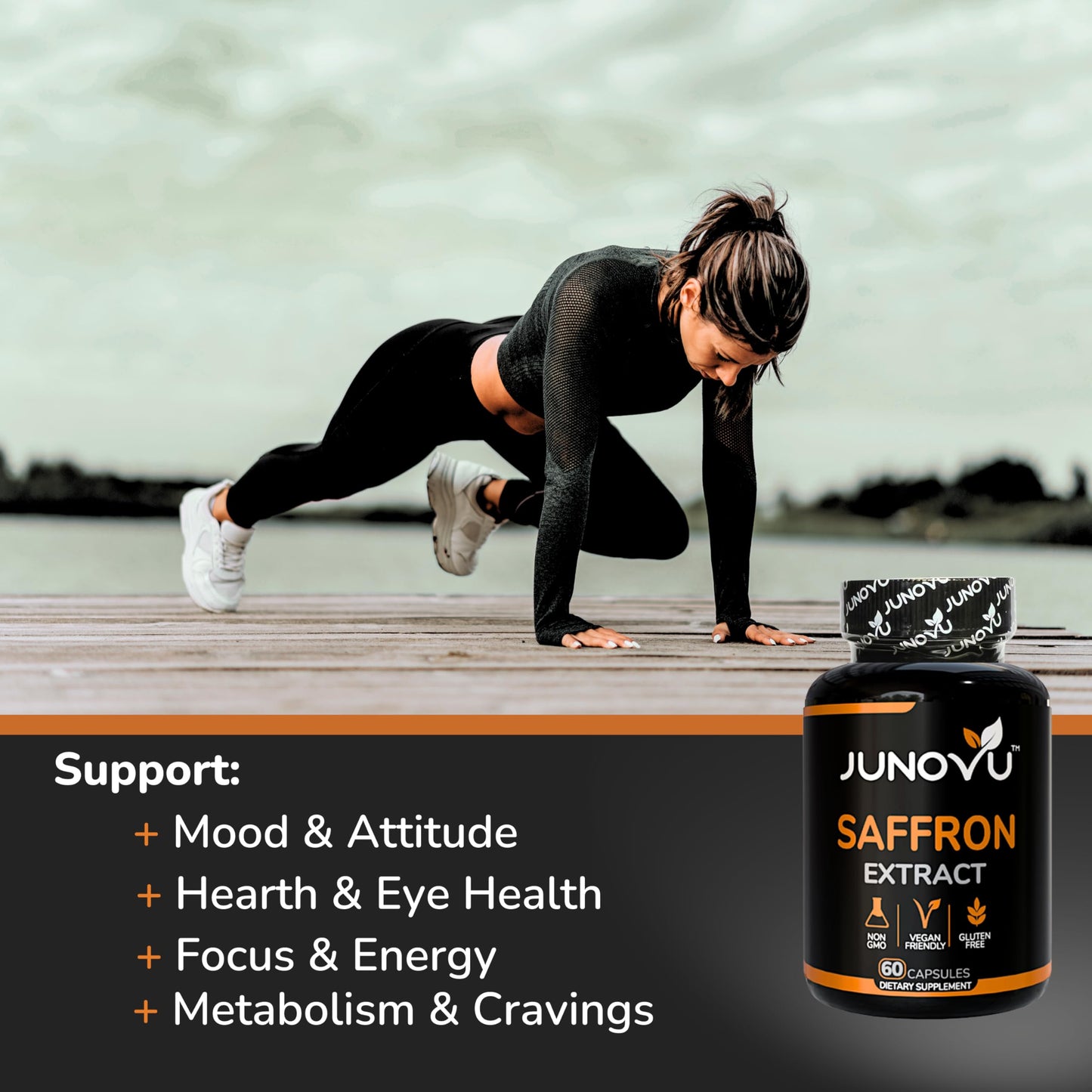 Junovu Saffron Extract Capsules, 60 Capsules