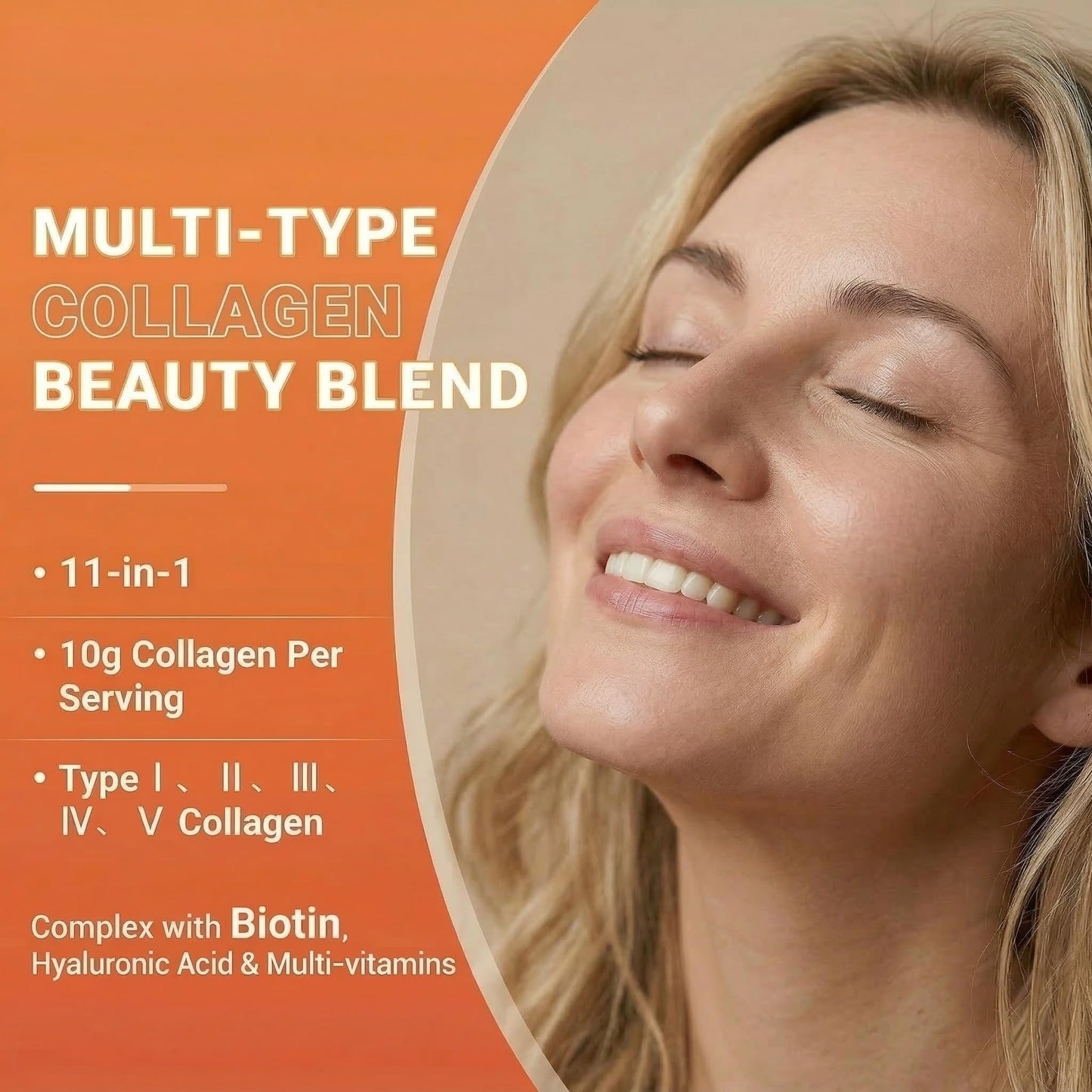 Nature Echo Multi Collagen Peptides Powder 11-in-1 with Biotin Hyaluronic Acid Unflavored, 10.79 Ounce
