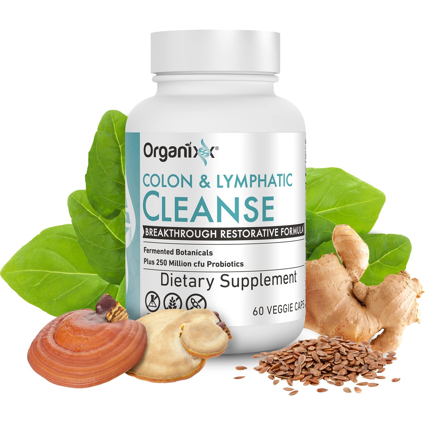 Organixx Lymphatic & Colon Cleanse Supplement 60 Capsules