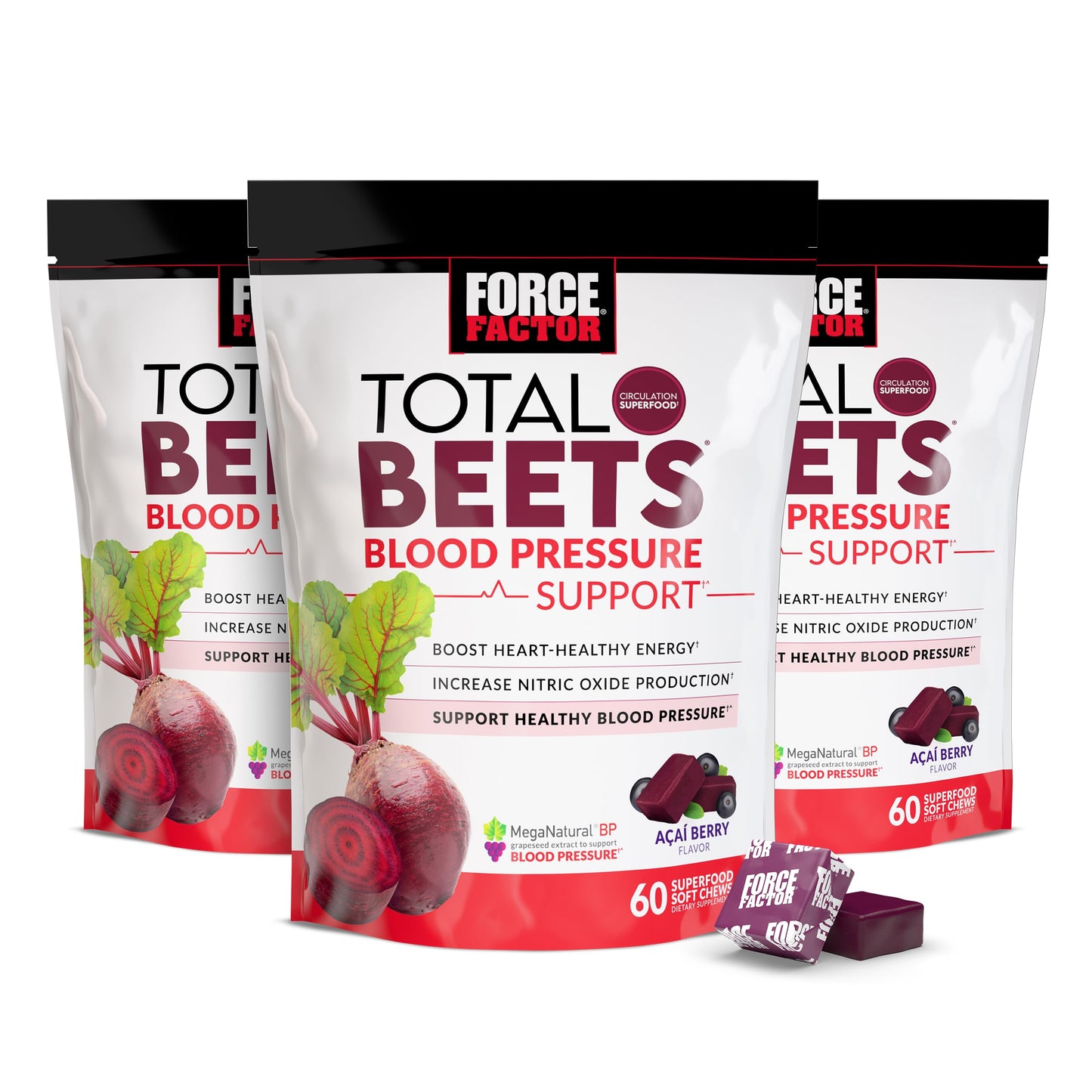 Force Factor Total Beets Blood Pressure Support Soft Chews 180 Chews