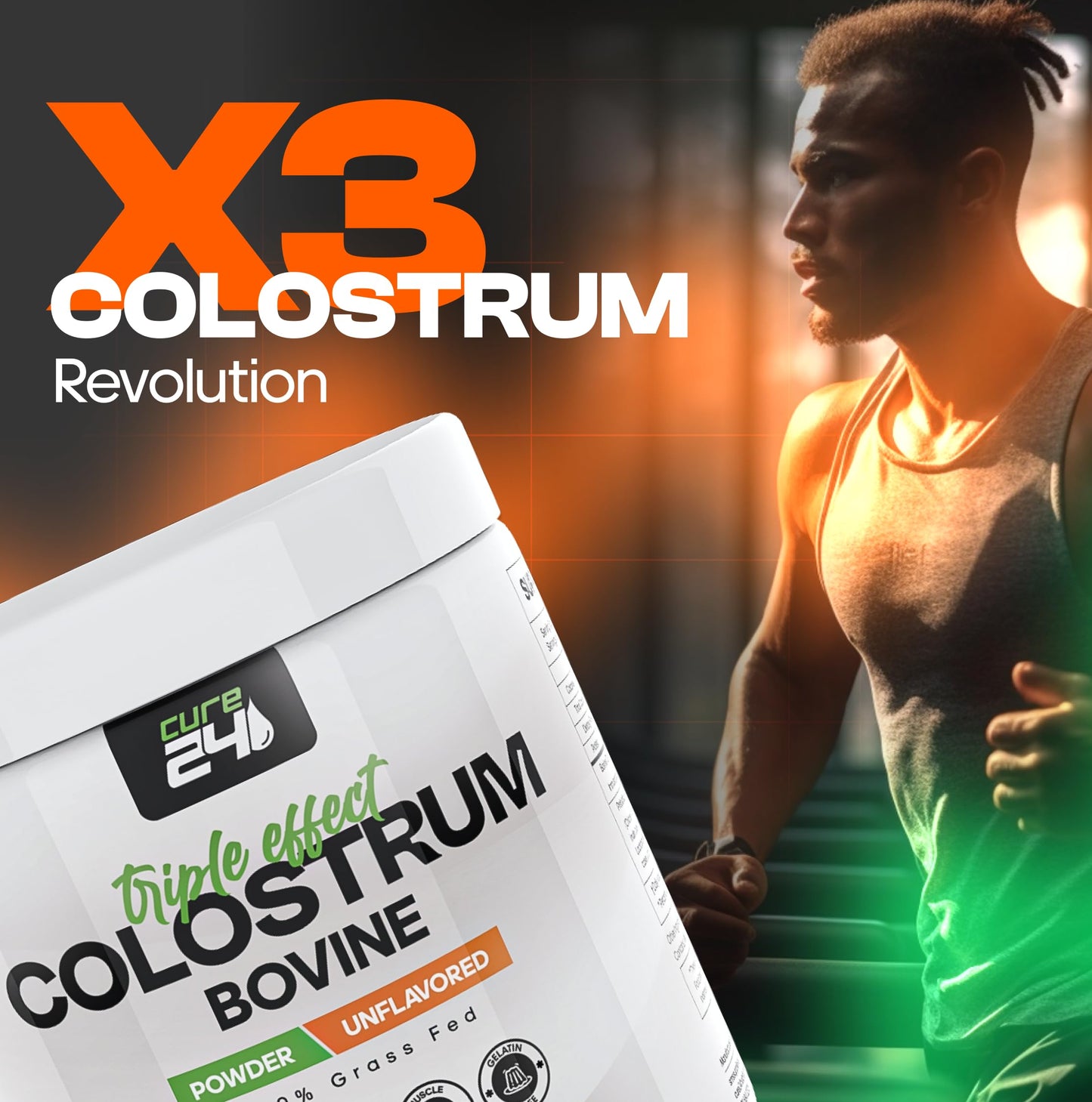 Cure24 Bovine Colostrum X3 Supplement Powder 3.17 Ounce