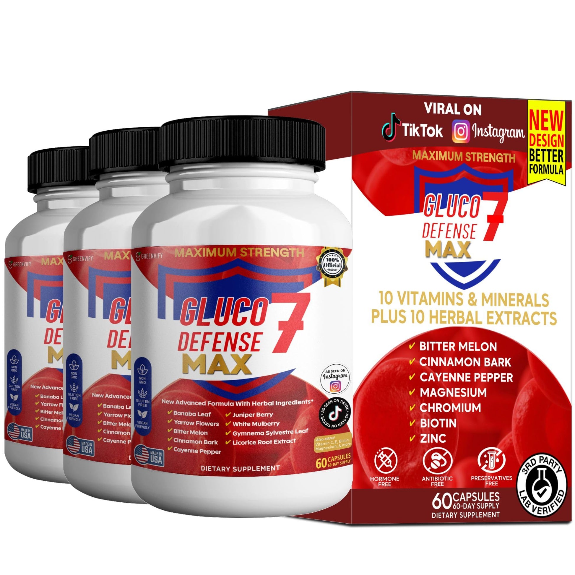 GREENVIFY Gluco Defense 7 Max Capsule, 60 Capsules