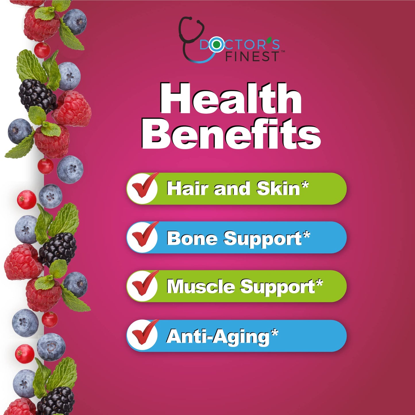 DOCTORS FINEST Collagen and Biotin 10000mcg Gummies, 90 Gummies