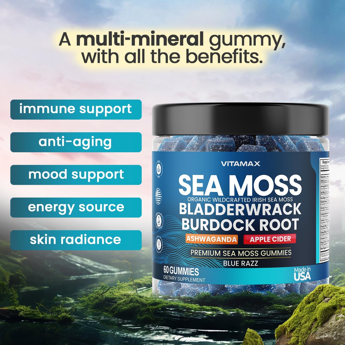 Vitamax Irish Sea Moss Gummies, 60 Gummies