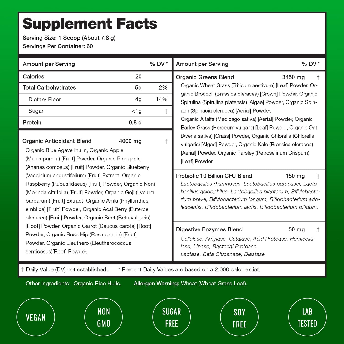 NutraChamps Super Greens Powder 18 Ounce