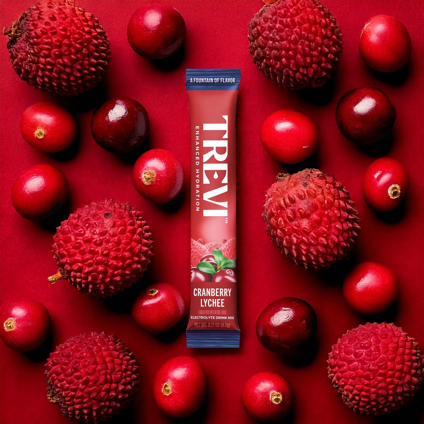 TREVI Electrolytes Powder Packets Sugar Free Cranberry Lychee, 28 Servings