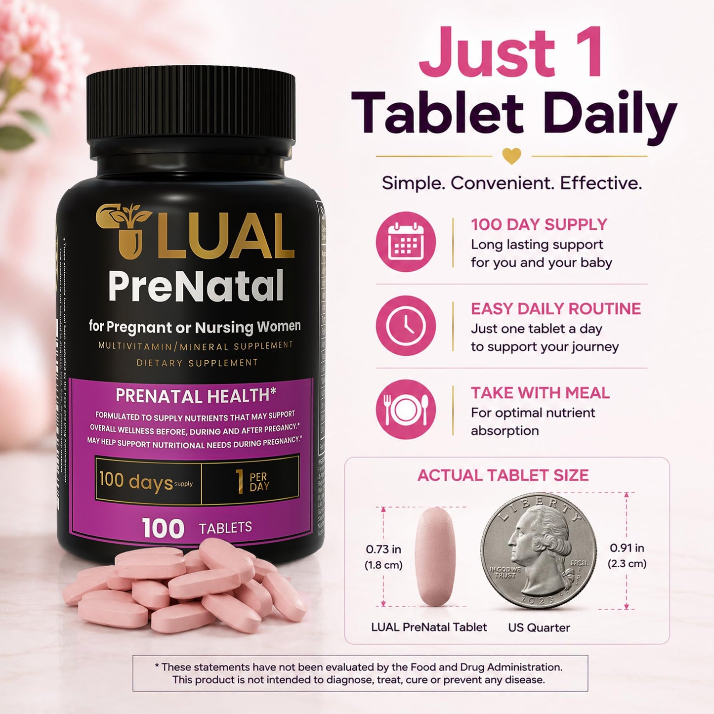 LUAL Prenatal Multivitamin with Folic Acid & Iron 100 Tablets