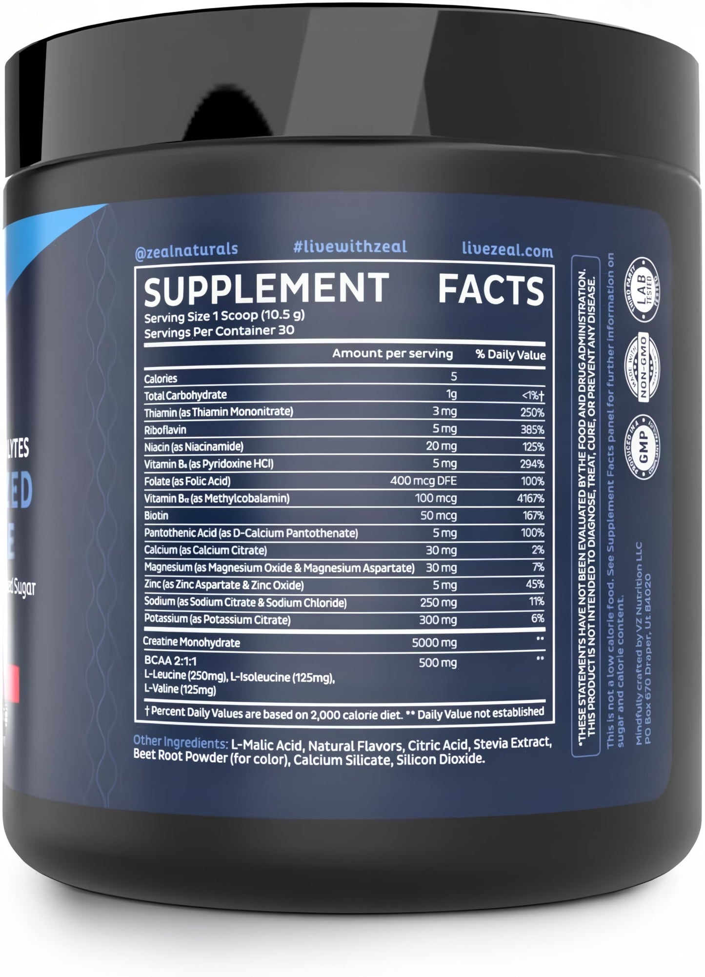 Zeal Naturals Creatine with Electrolytes & Brain Health Nootropics Powder 11.7 Ounce