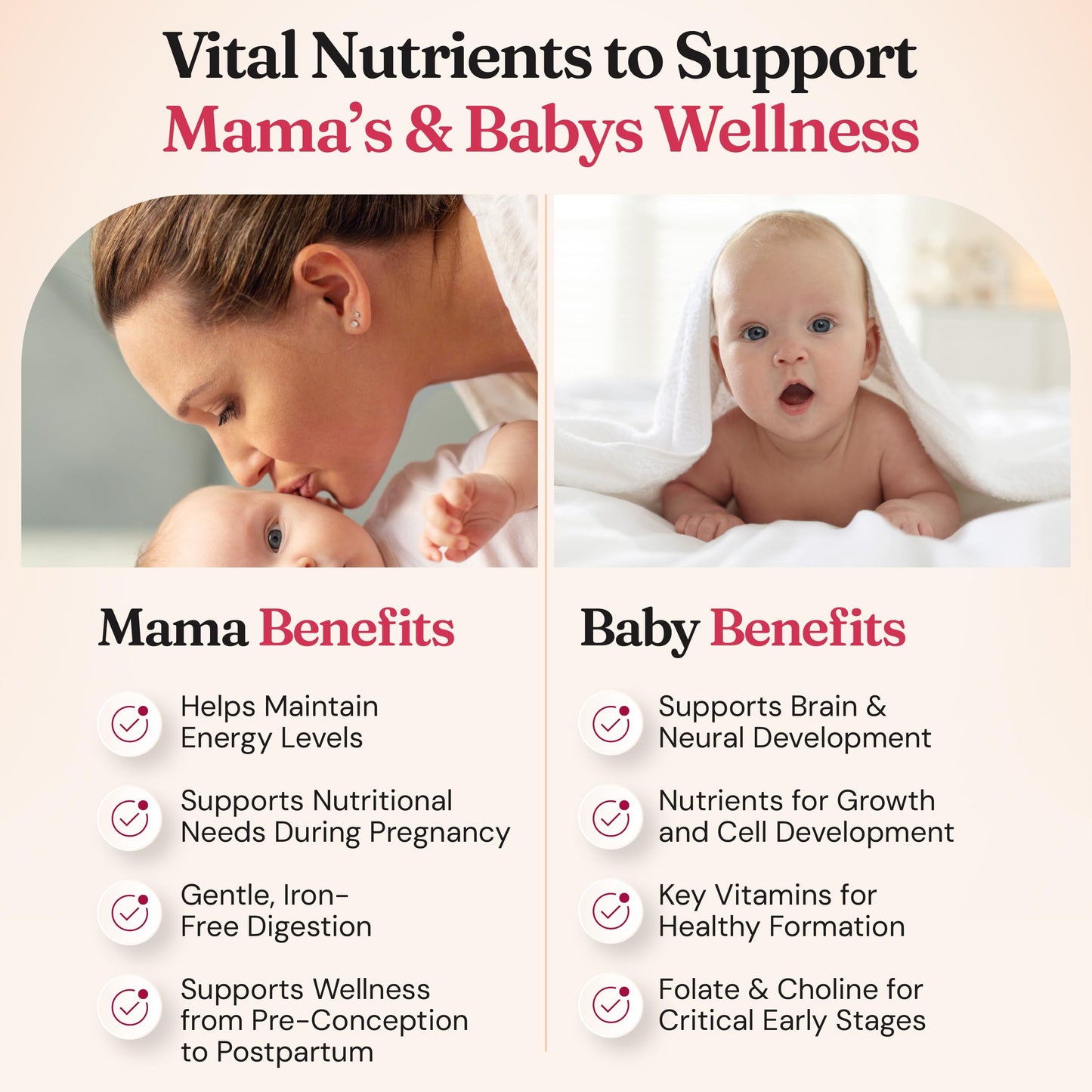 Nourished Natural Health Nourished Prenatal Mama – Prenatal Vitamins for Women with 27 Vital Nutrients, 1,200 mcg Methylated Folate & Choline for Preconception, Pregnancy, Breastfeeding & Postpartum – Iron-Free 90 Capsules