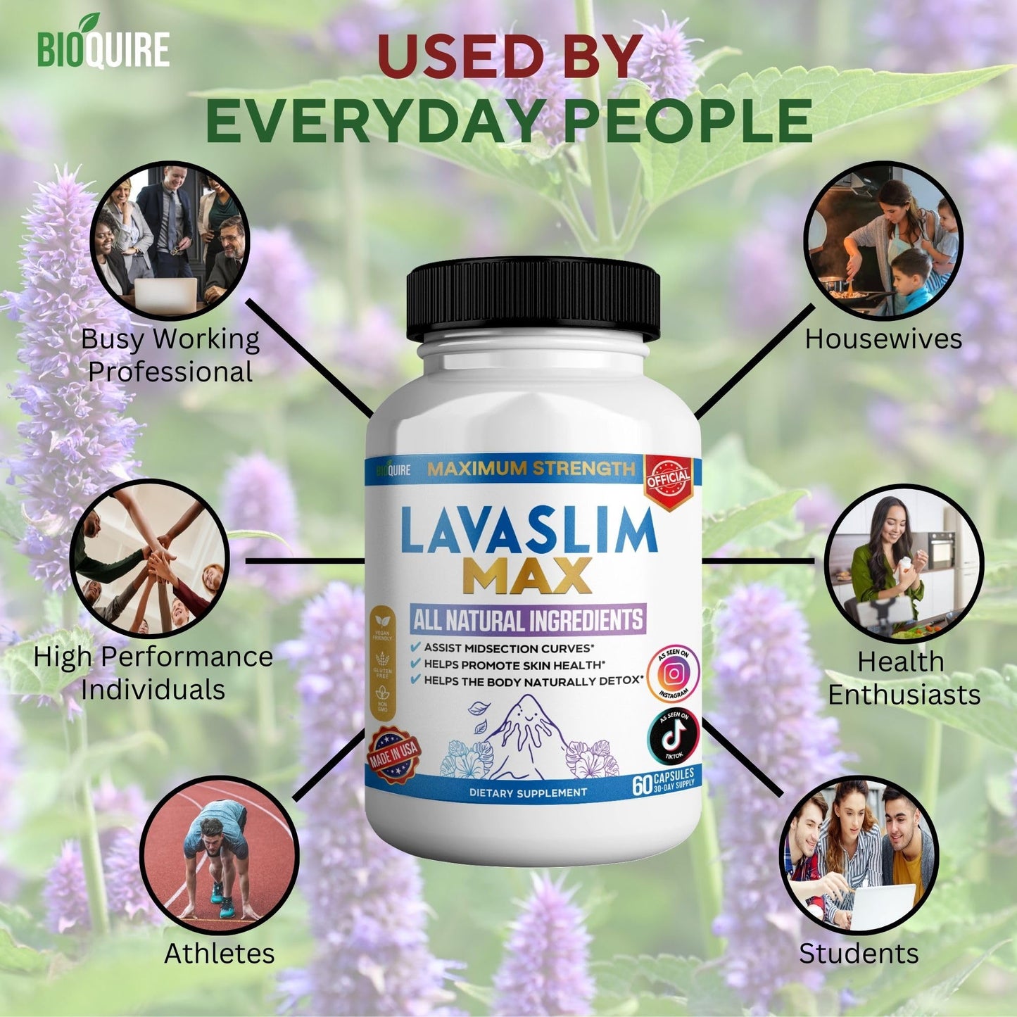 BIOQUIRE LavaSlim Max Natural Dietary Supplement Maximum Strength 60 Capsules