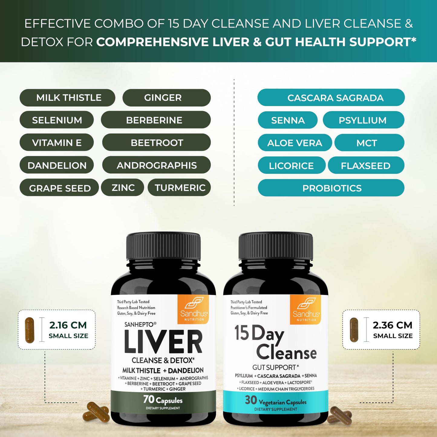Sandhu's Liver Cleanse Detox & 15 Day Gut Cleanse Support Capsule 100 Count