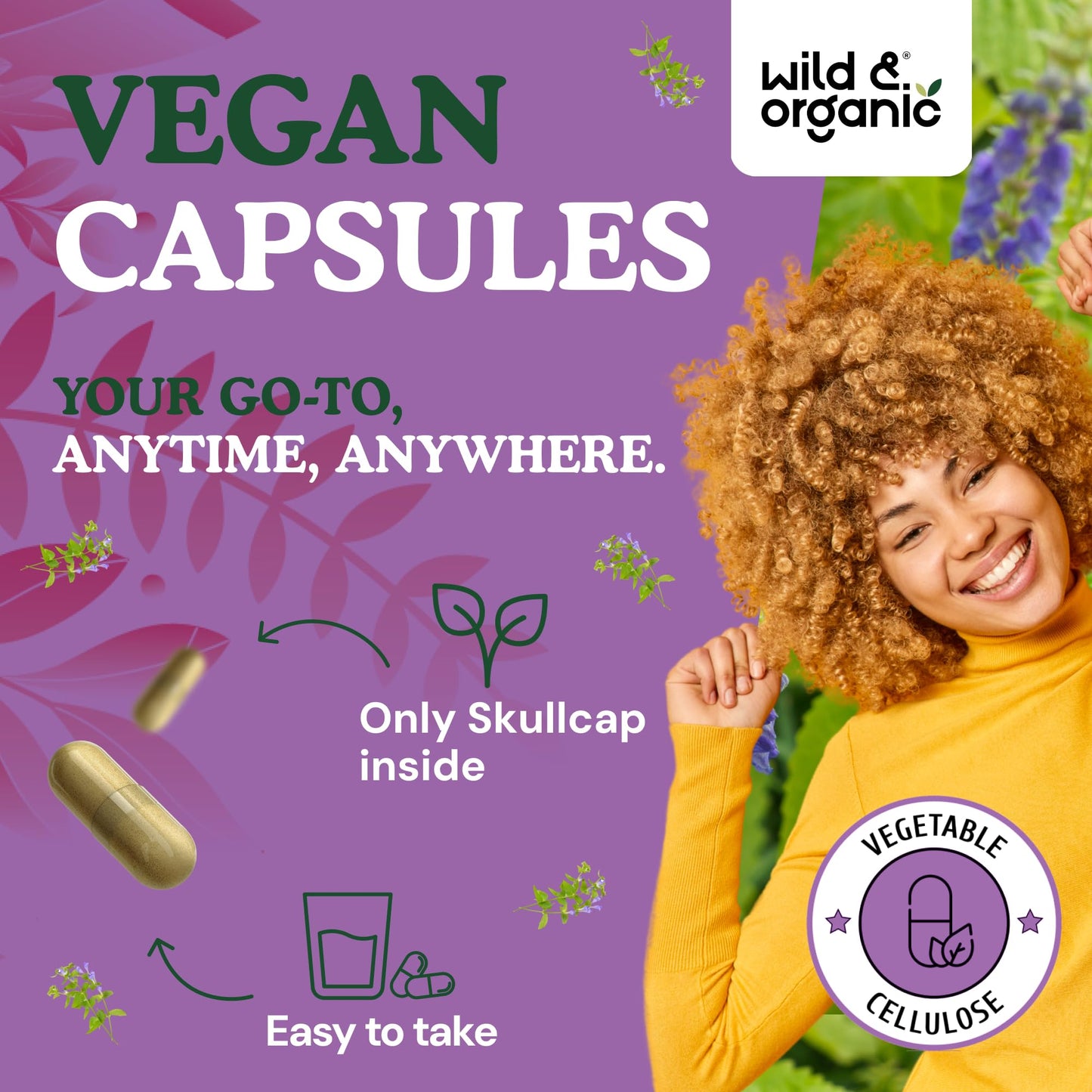 Wild & Organic Skullcap 1200 mg Capsules, 120 Count