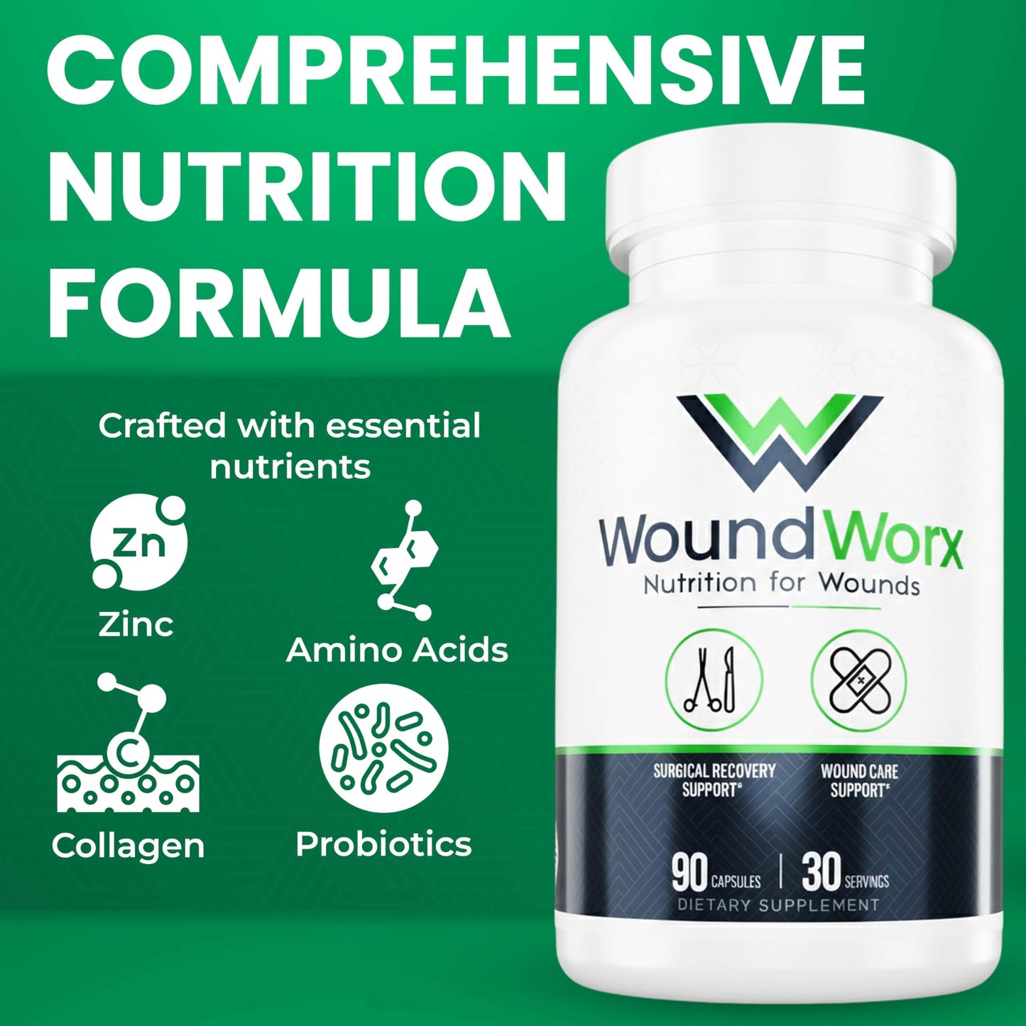 Free Life Labs WoundWorx Nutrition-Scar and Surgery Support Capsule, 90 Count