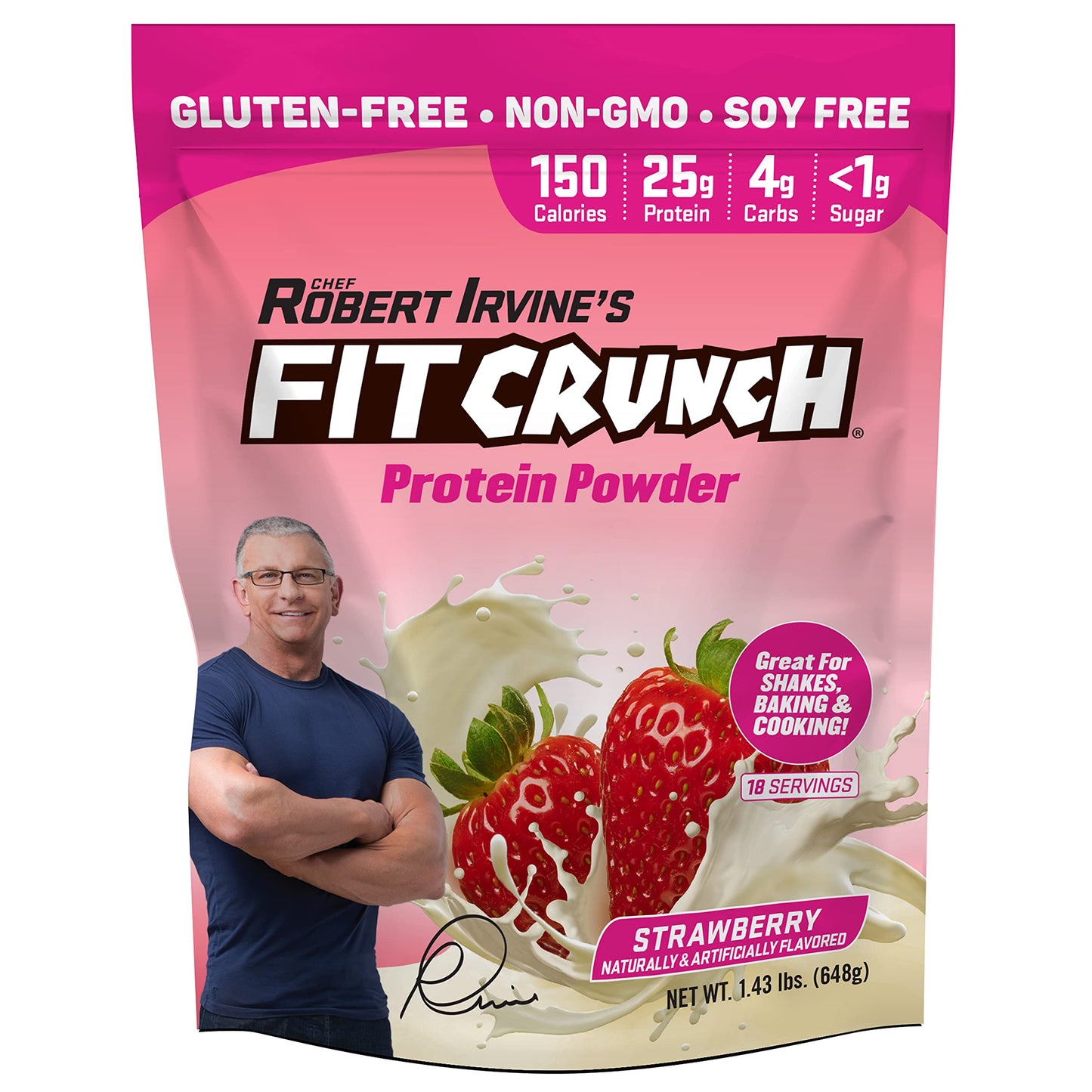Fit Crunch Tri-Blend Whey Protein Powder 27.2 oz Strawberry
