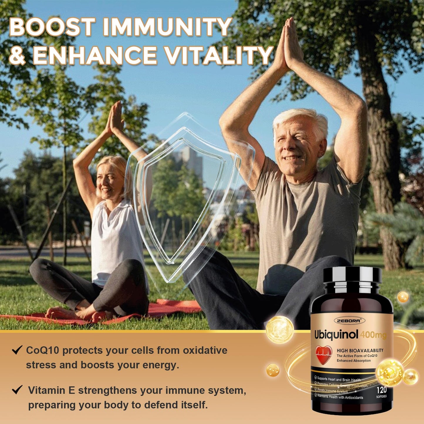 ZEBORA Ubiquinol CoQ10 400mg Softgels, 120 Softgels