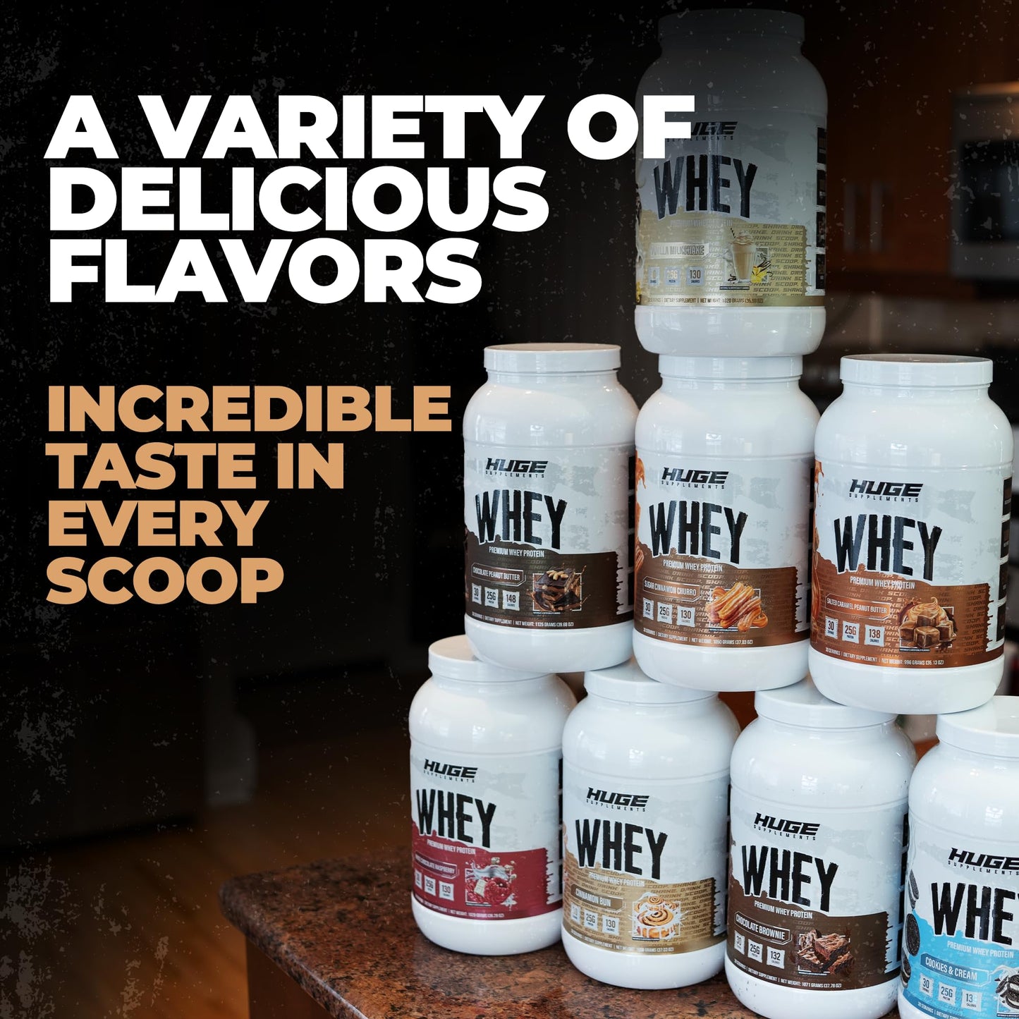 Huge Supplements Whey Protein Powder Cinnamon Bun, 30 Servings