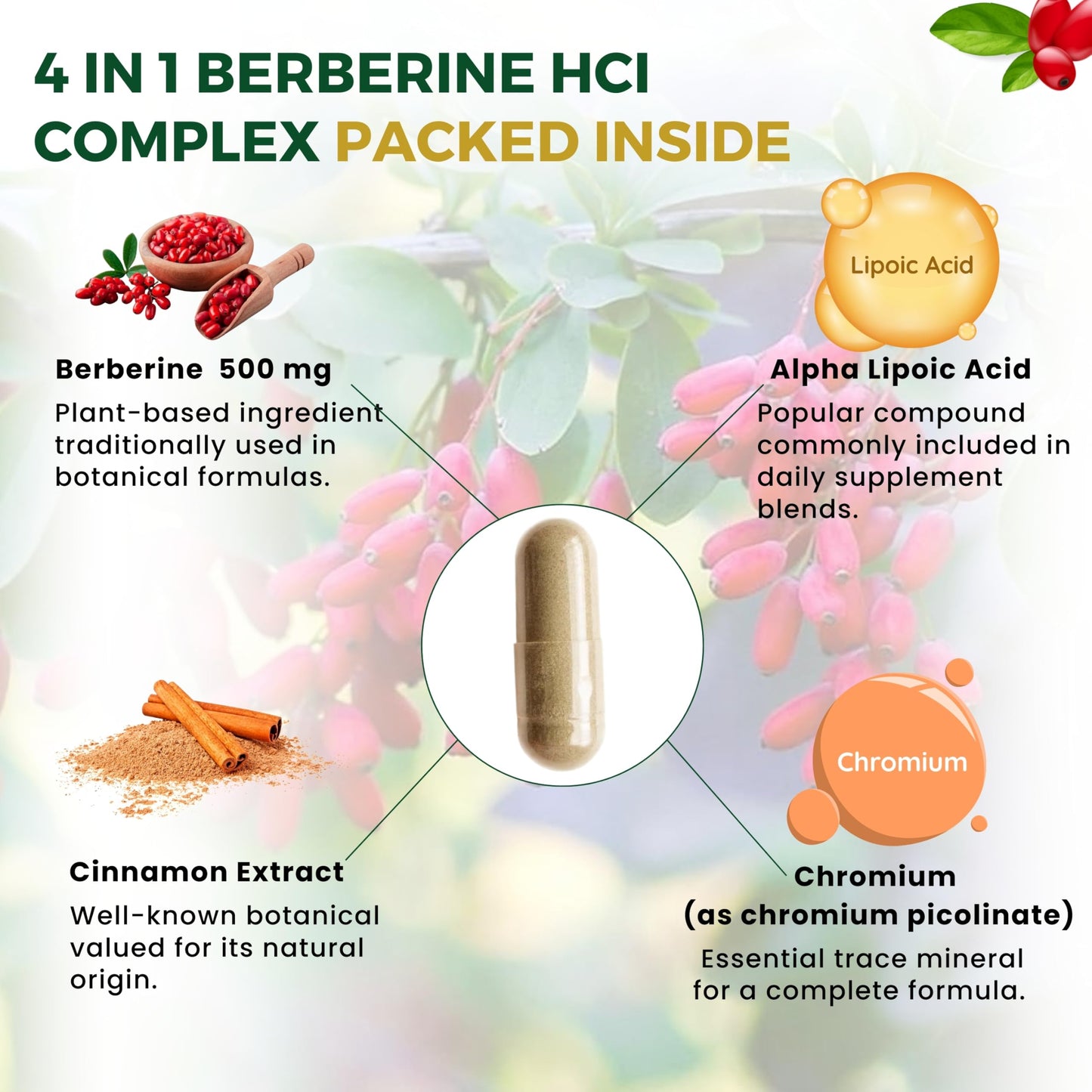 VEYORA Berberine HCl Complex 1000 mg, 60 Vegan Capsules