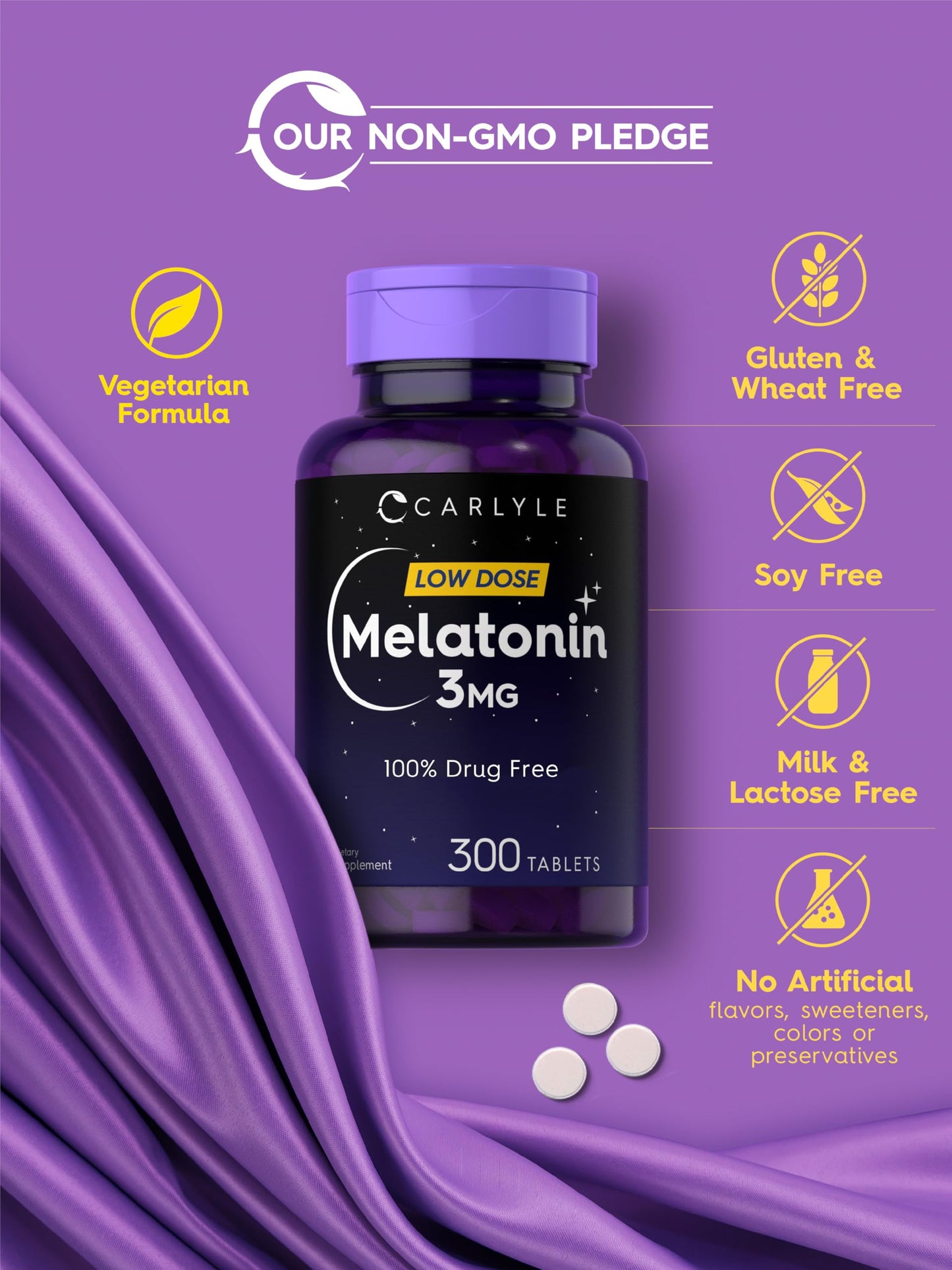 Carlyle Melatonin 3mg Tablets, 300 Count