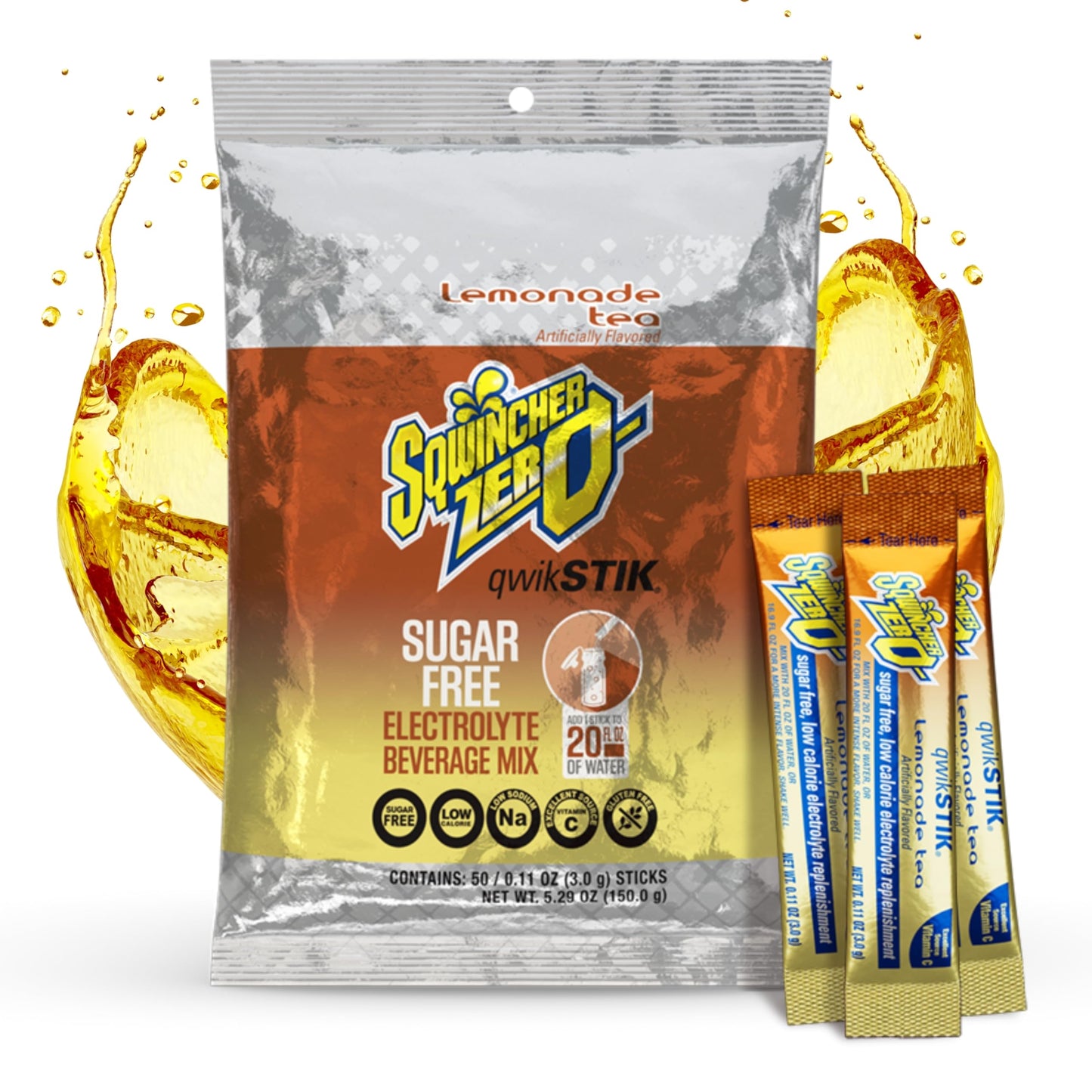 Sqwincher Qwik Stik Sugar Free Lemonade-Tea Flavor Powder 5.5 oz