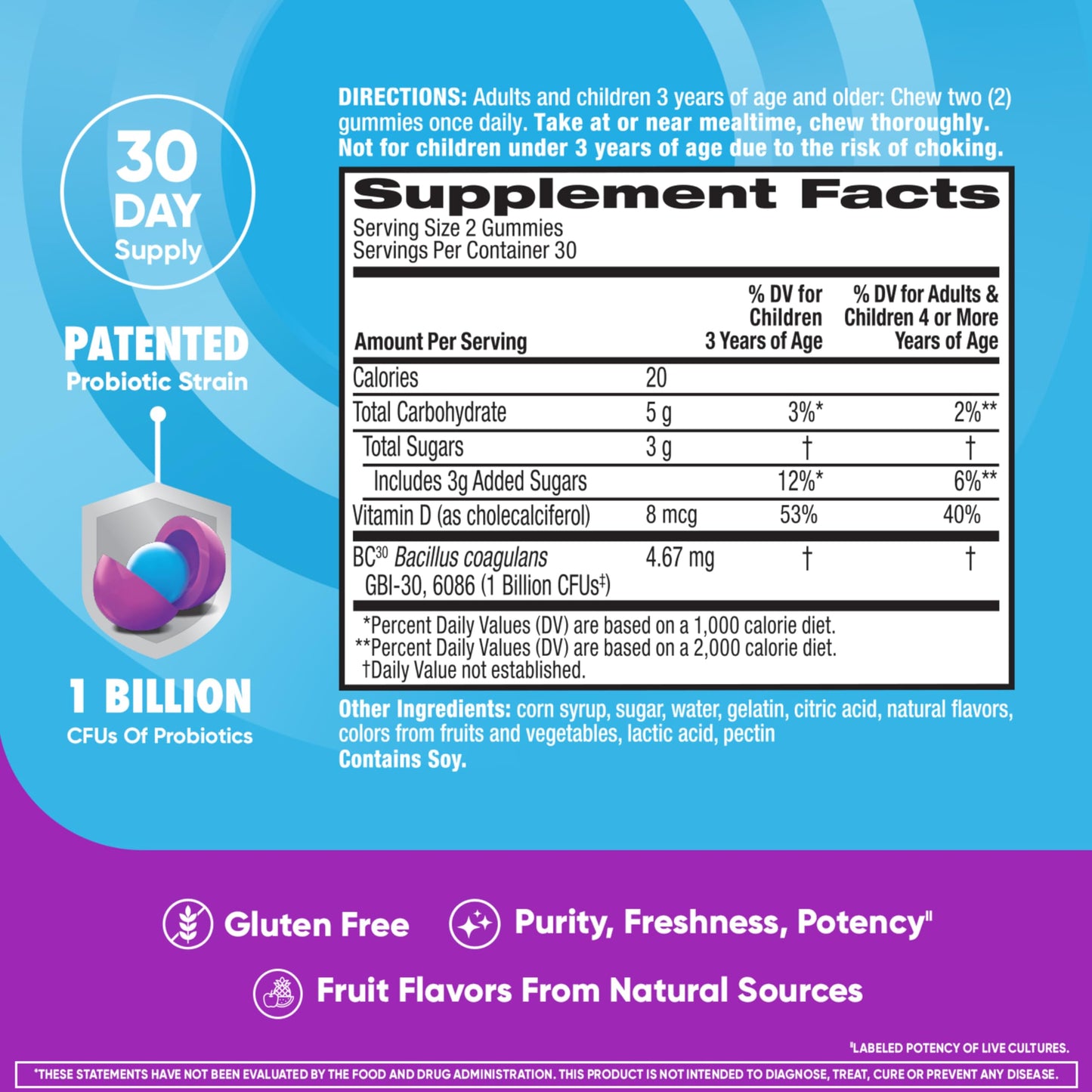 Digestive Advantage Kids Probiotic Gummies for Digestive Health, 60 Count