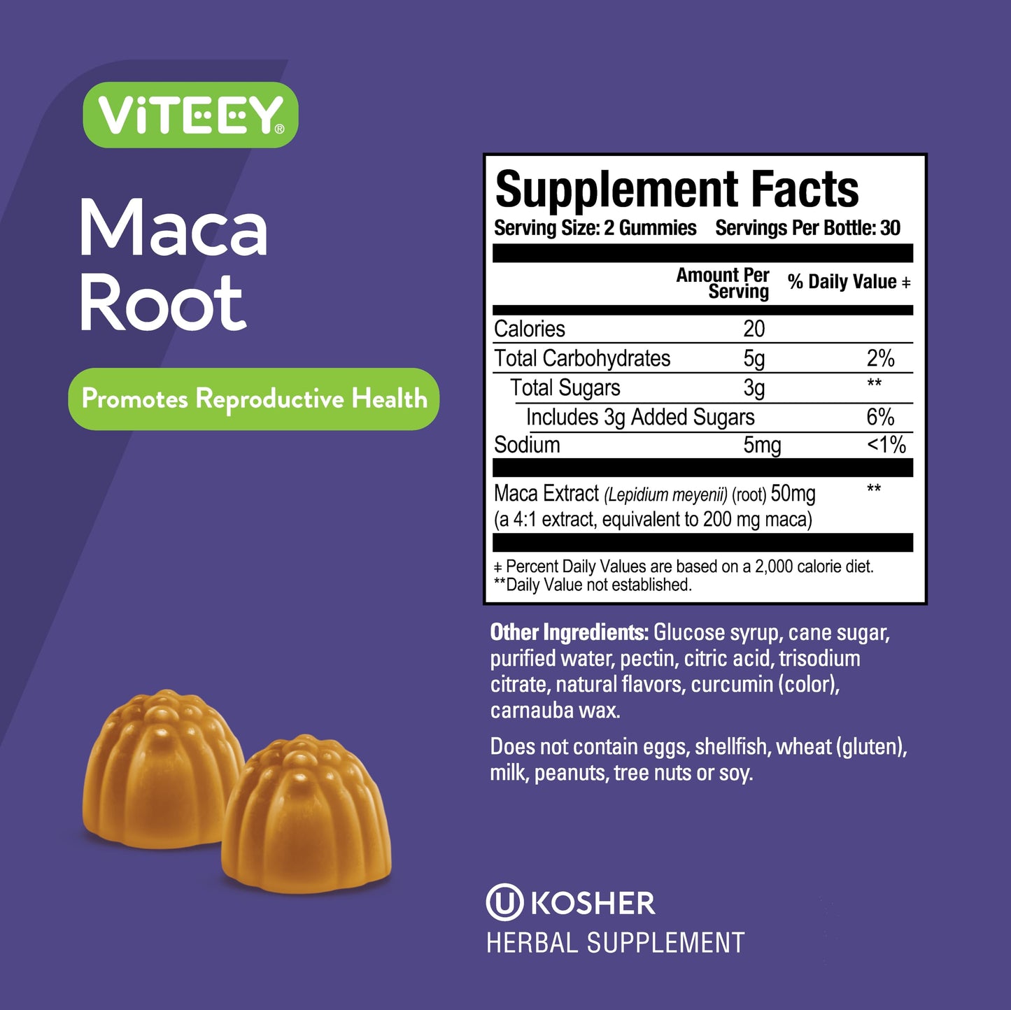 Viteey Black Maca Root Gummies 120 Count