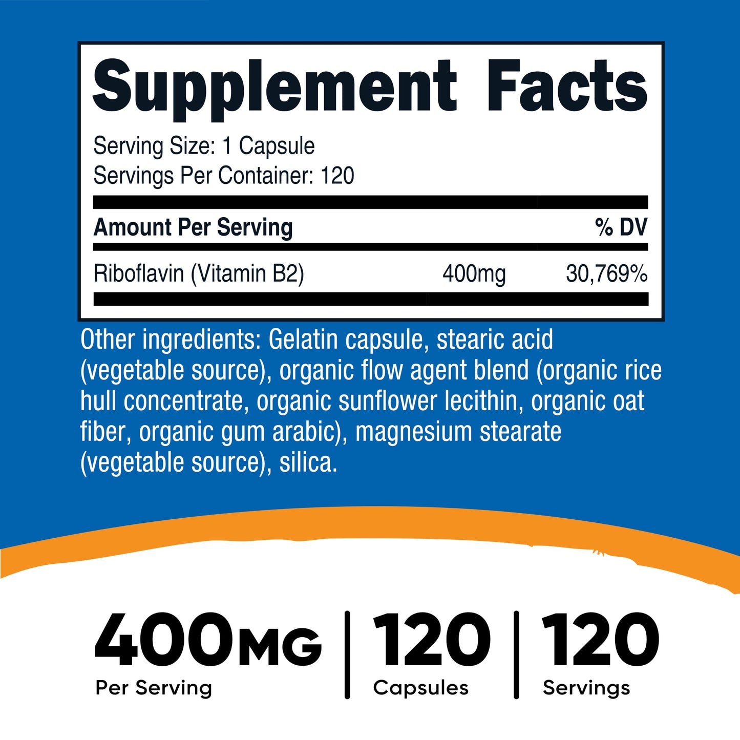 Nutricost Vitamin B2 (Riboflavin) 400mg, 360 Capsules