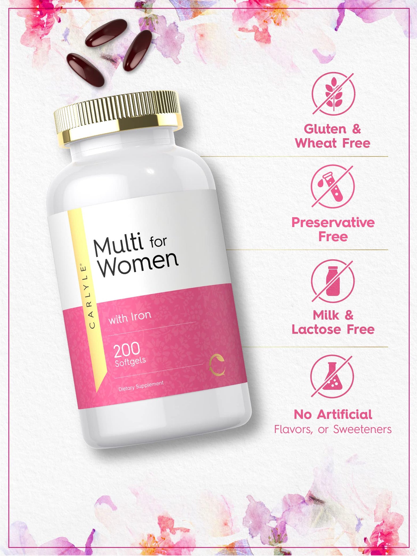 Carlyle Multivitamin for Women with Iron Softgels 200 Count
