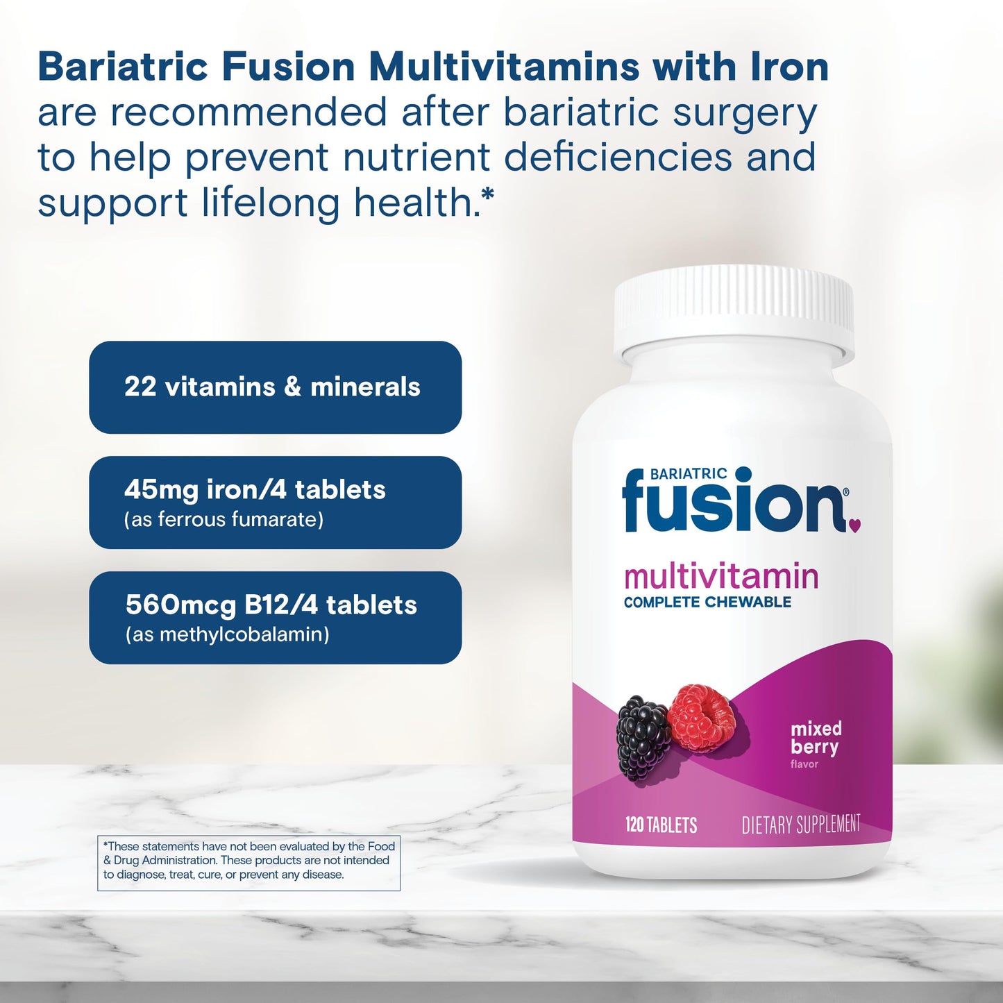 Bariatric Fusion Bariatric Multivitamin with Iron Complete Tablet, 120 Count