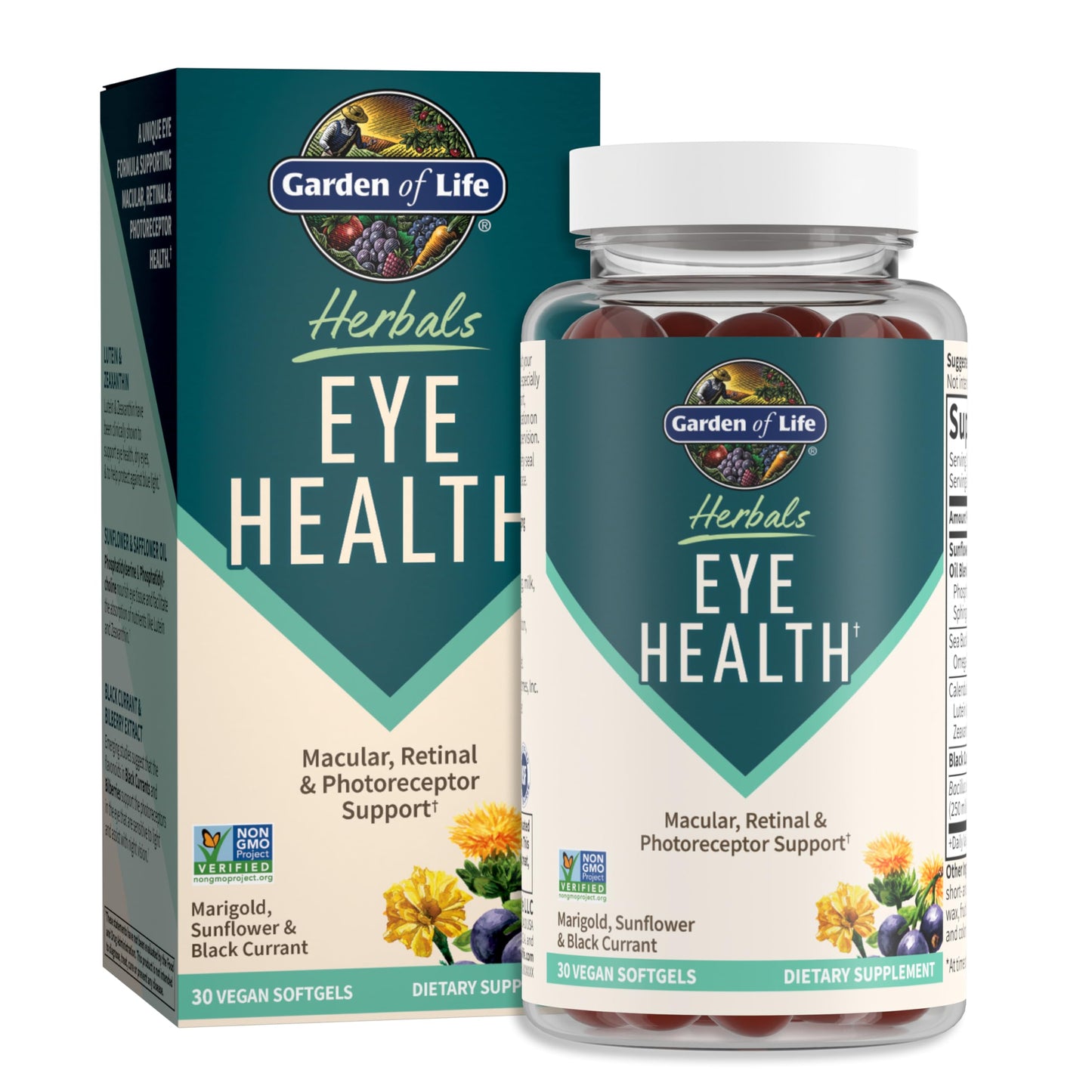 Garden of Life Herbals Eye Health Softgels with Lutein, Zeaxanthin & Black Currant, Sunflower & Safflower Oil, 30-count