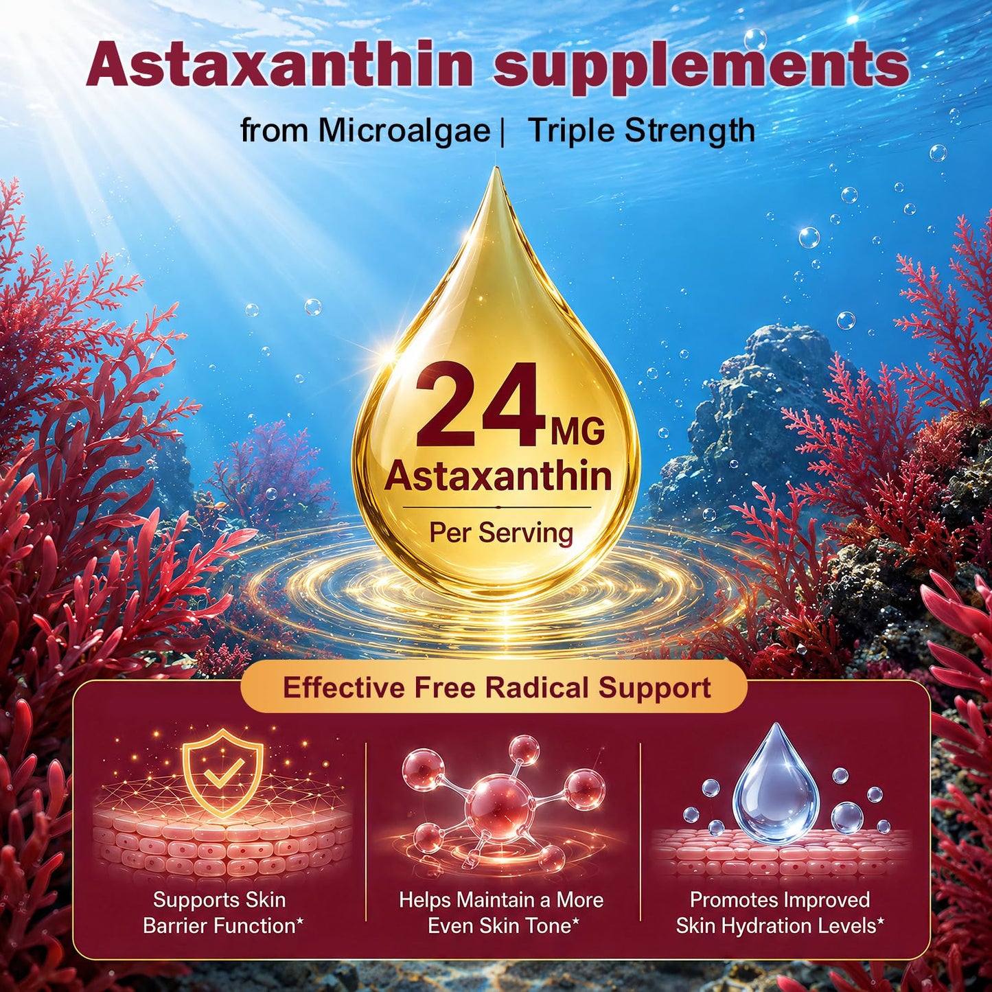 GZ HAOYUAN 19-in-1 Astaxanthin 24mg Softgels, 240 Count