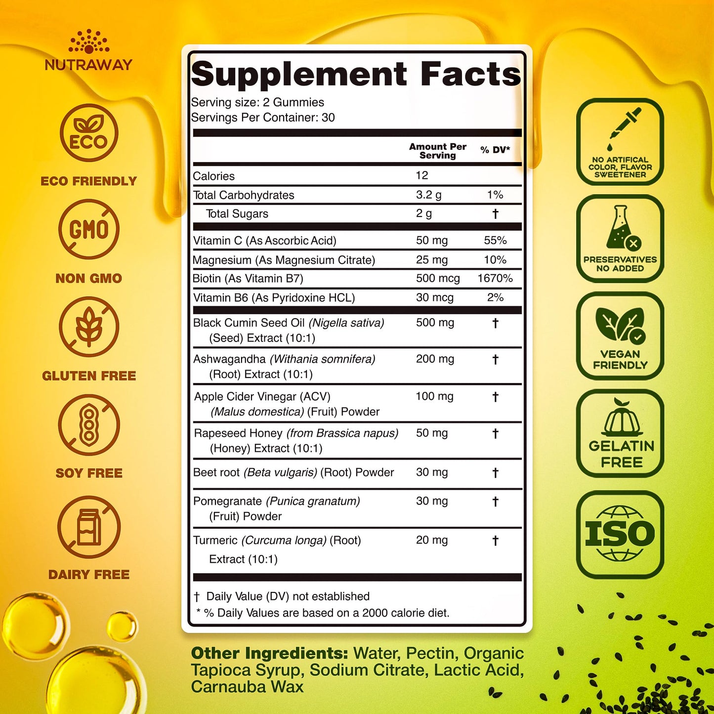 NUTRAWAY LABS Black Seed Oil Gummies 60 Count