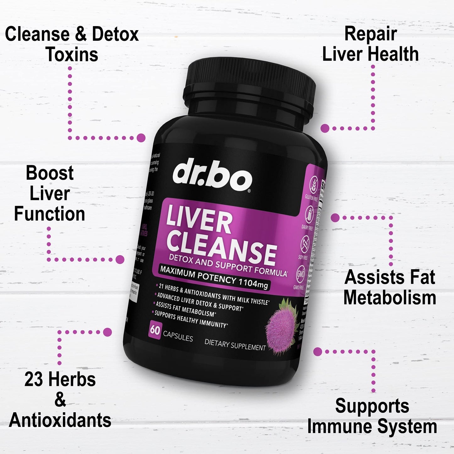 DR. BO Liver Cleanse & Activated Charcoal Capsules, 1 Capsule