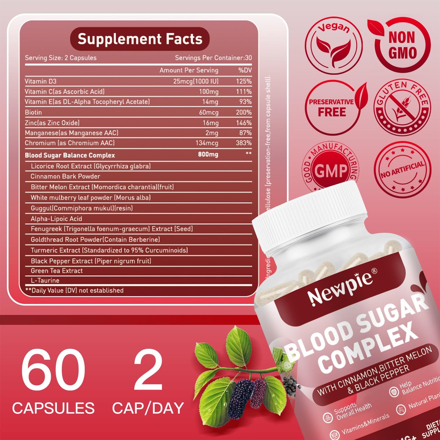 HOWEEJET Blood Sugar Complex Supplement Capsule, 60 Capsules